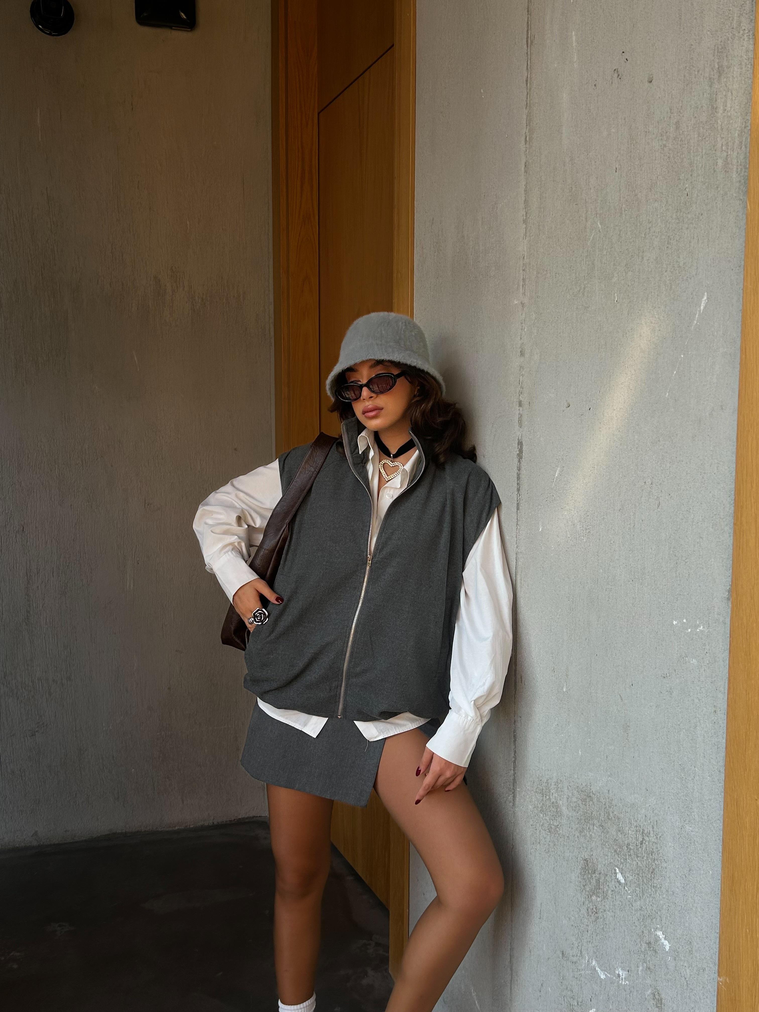 Kadın Antrasit Şardonlu Poliviskon Astarlı Balon Yelek 28266