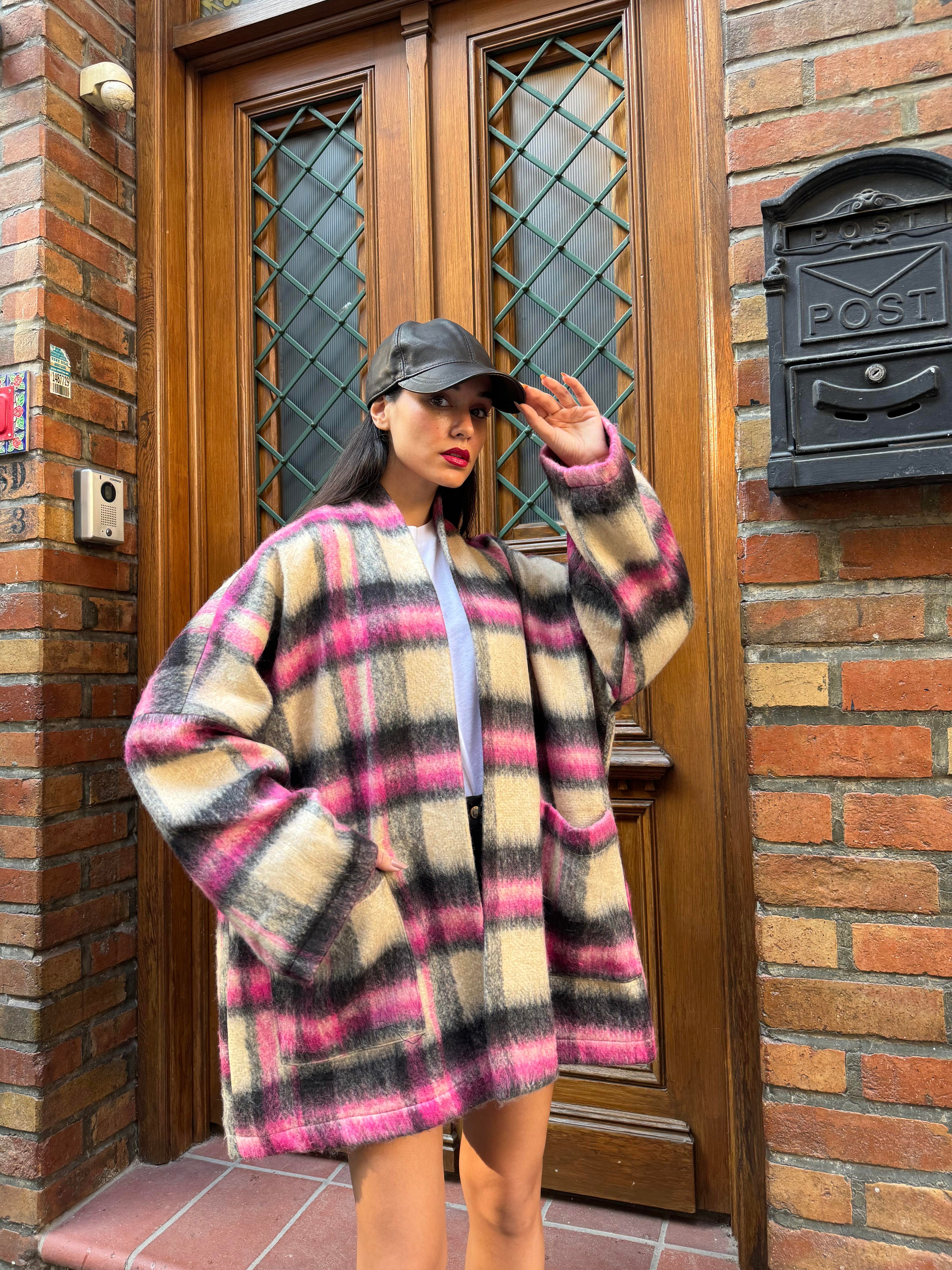Kadın Astarlı Şardonlu Oversize Kaşe Hırka 26194