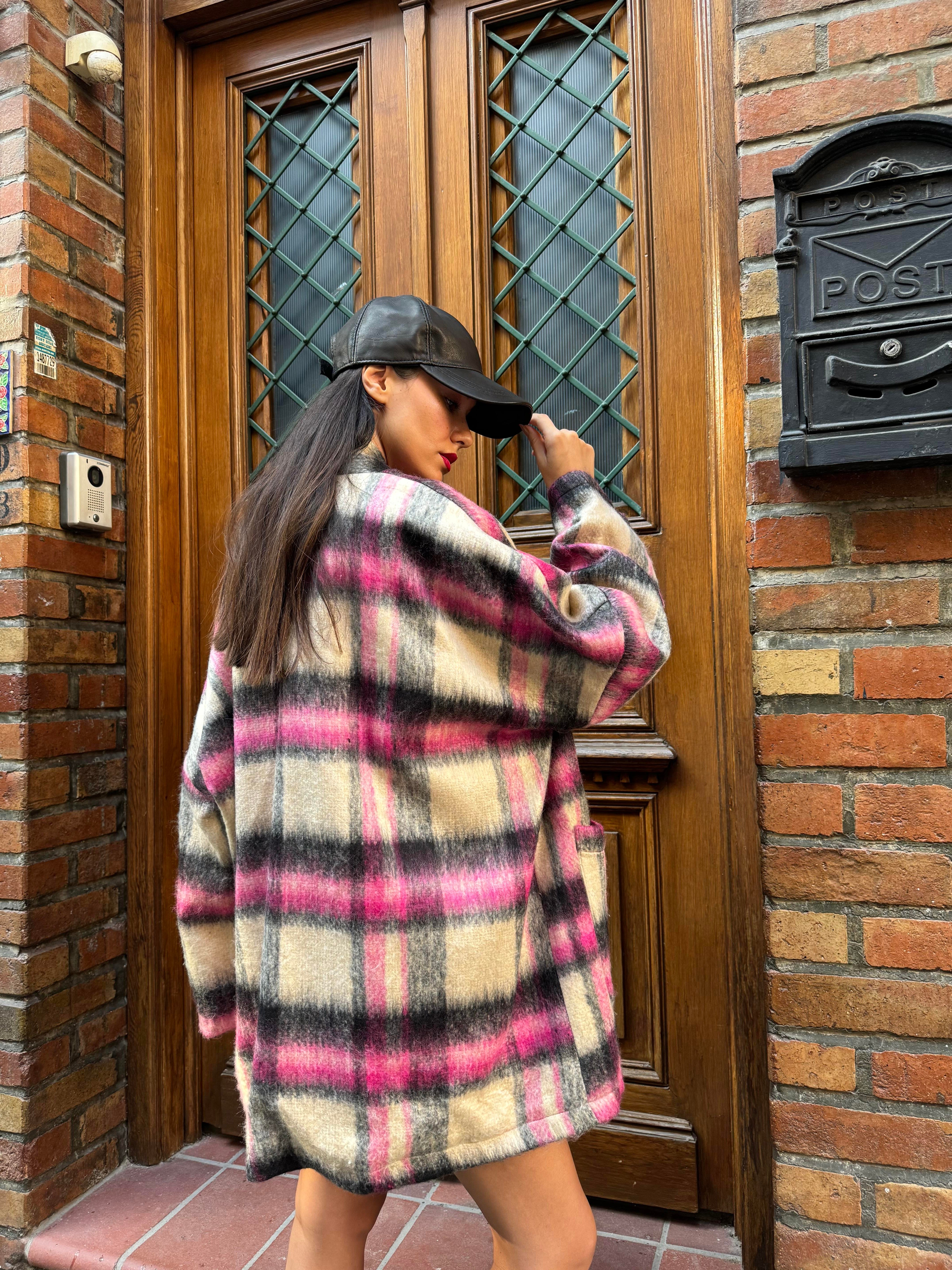 Kadın Astarlı Şardonlu Oversize Kaşe Hırka 26194