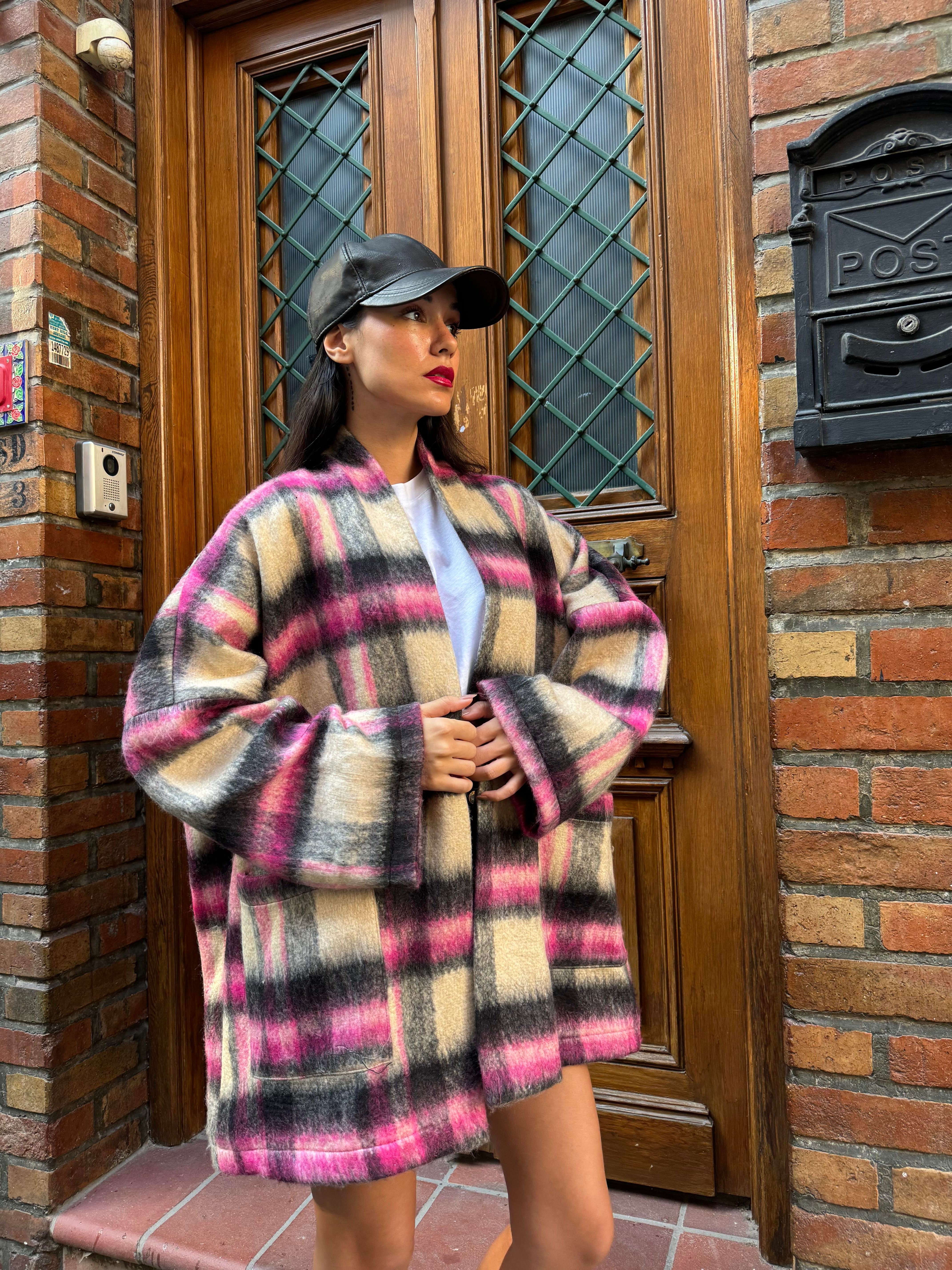 Kadın Astarlı Şardonlu Oversize Kaşe Hırka 26194