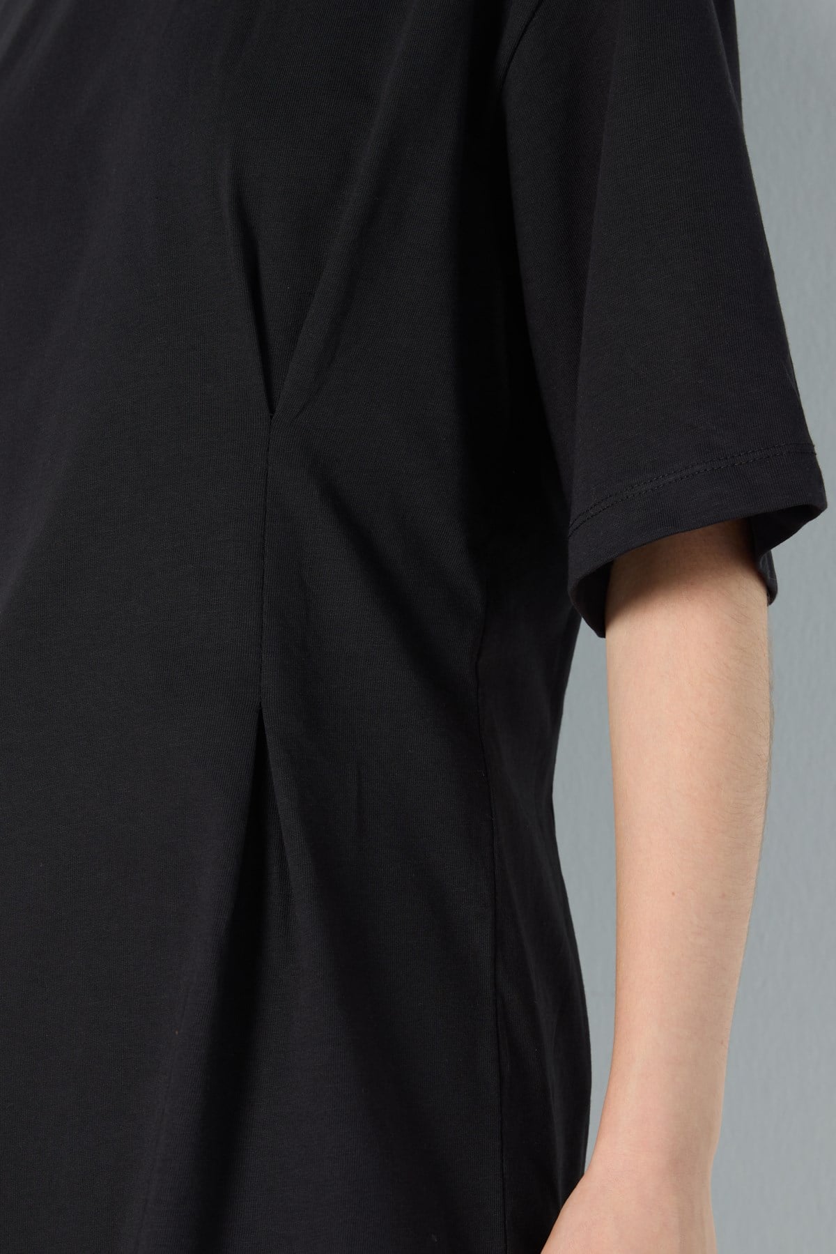 Kadın Bel Detaylı Oversize T-shirt Siyah