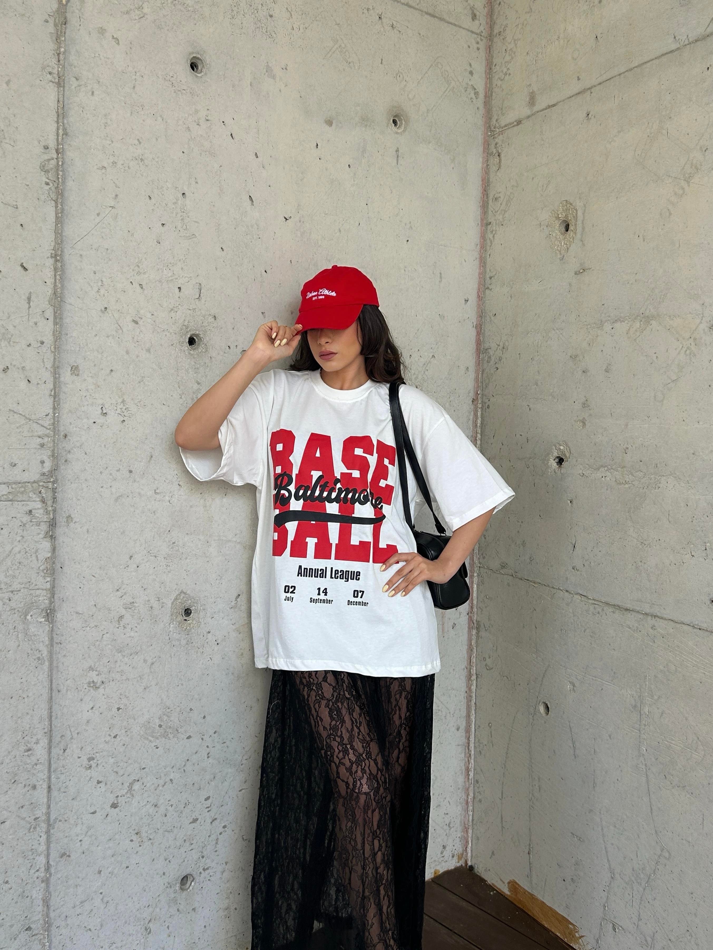 Kadın Beyaz %100 Pamuk Baskılı Oversize T-shirt 29179