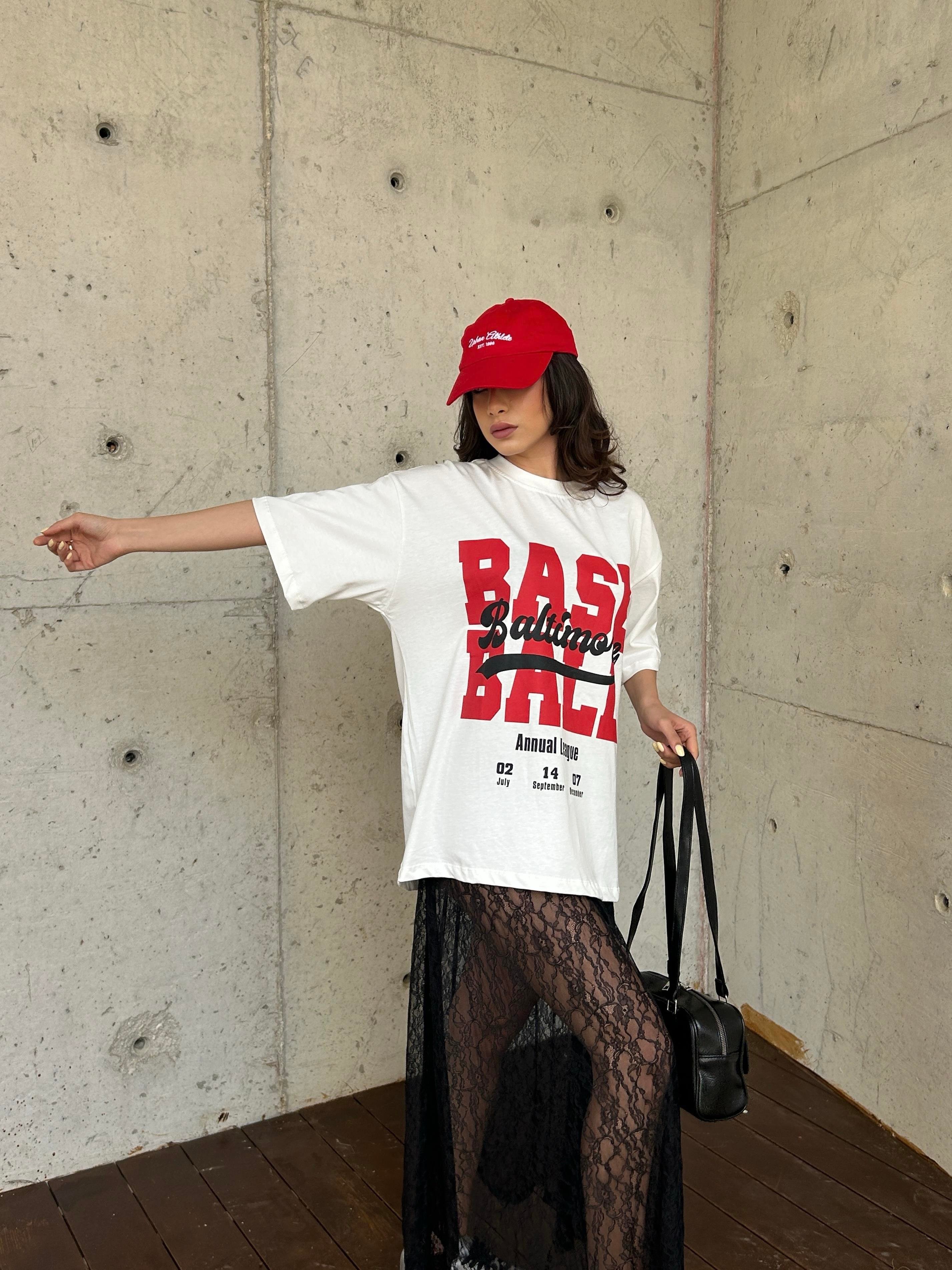 Kadın Beyaz %100 Pamuk Baskılı Oversize T-shirt 29179