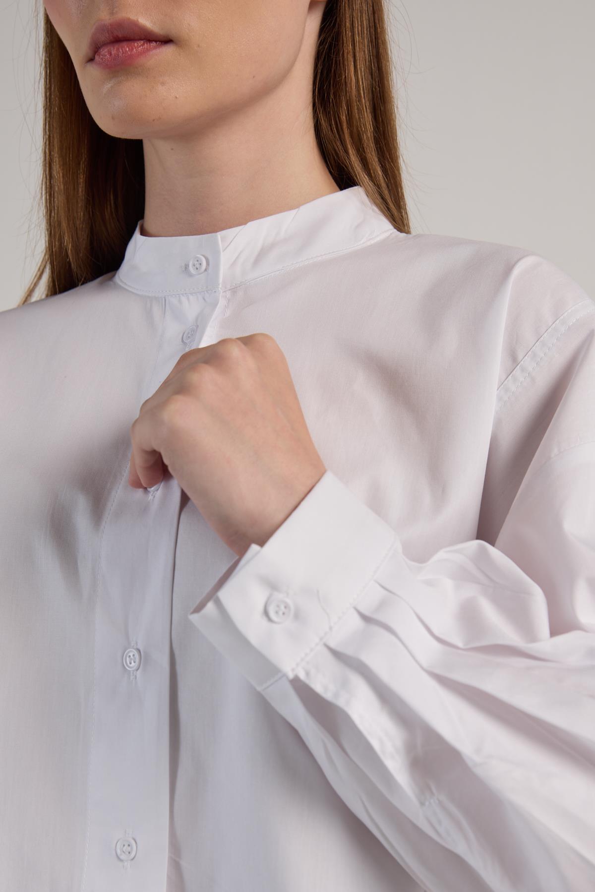 Kadın Beyaz Tasarım Oversize Kısa Gömlek 30019