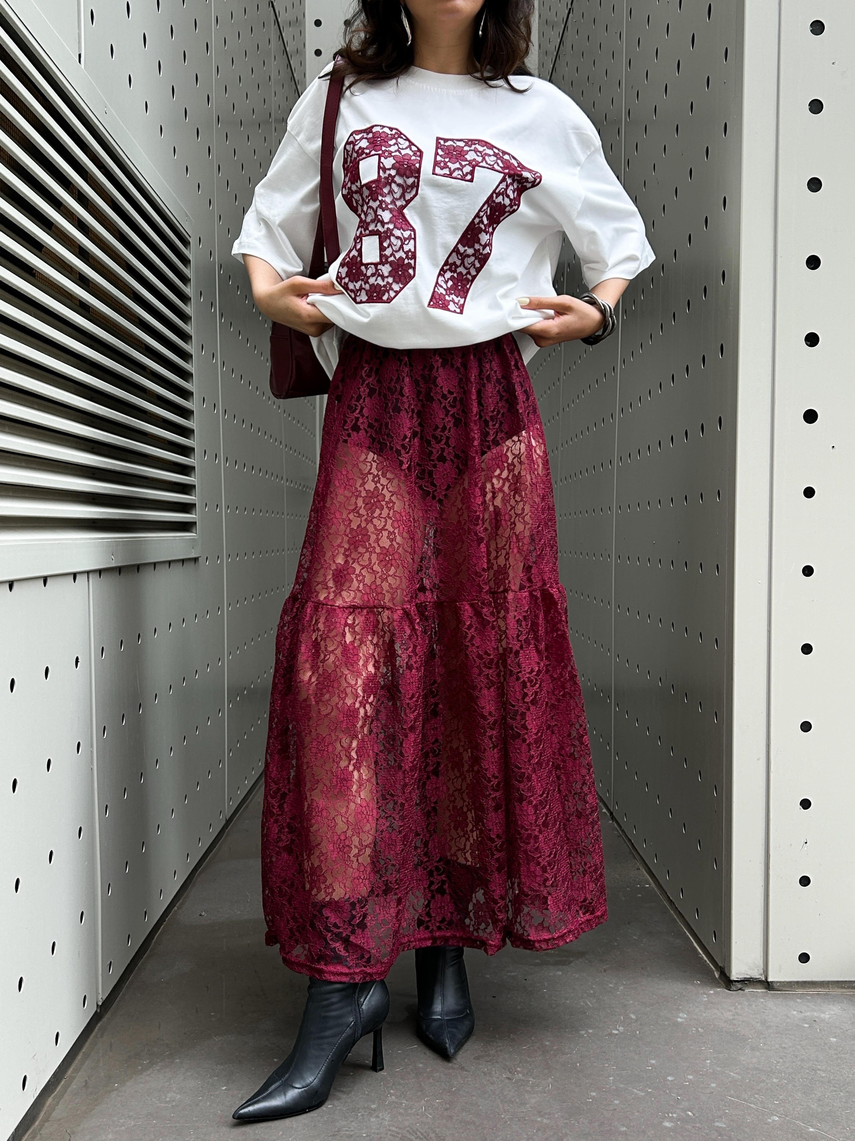 Kadın Bordo Astarsız Dantel Etek 29056