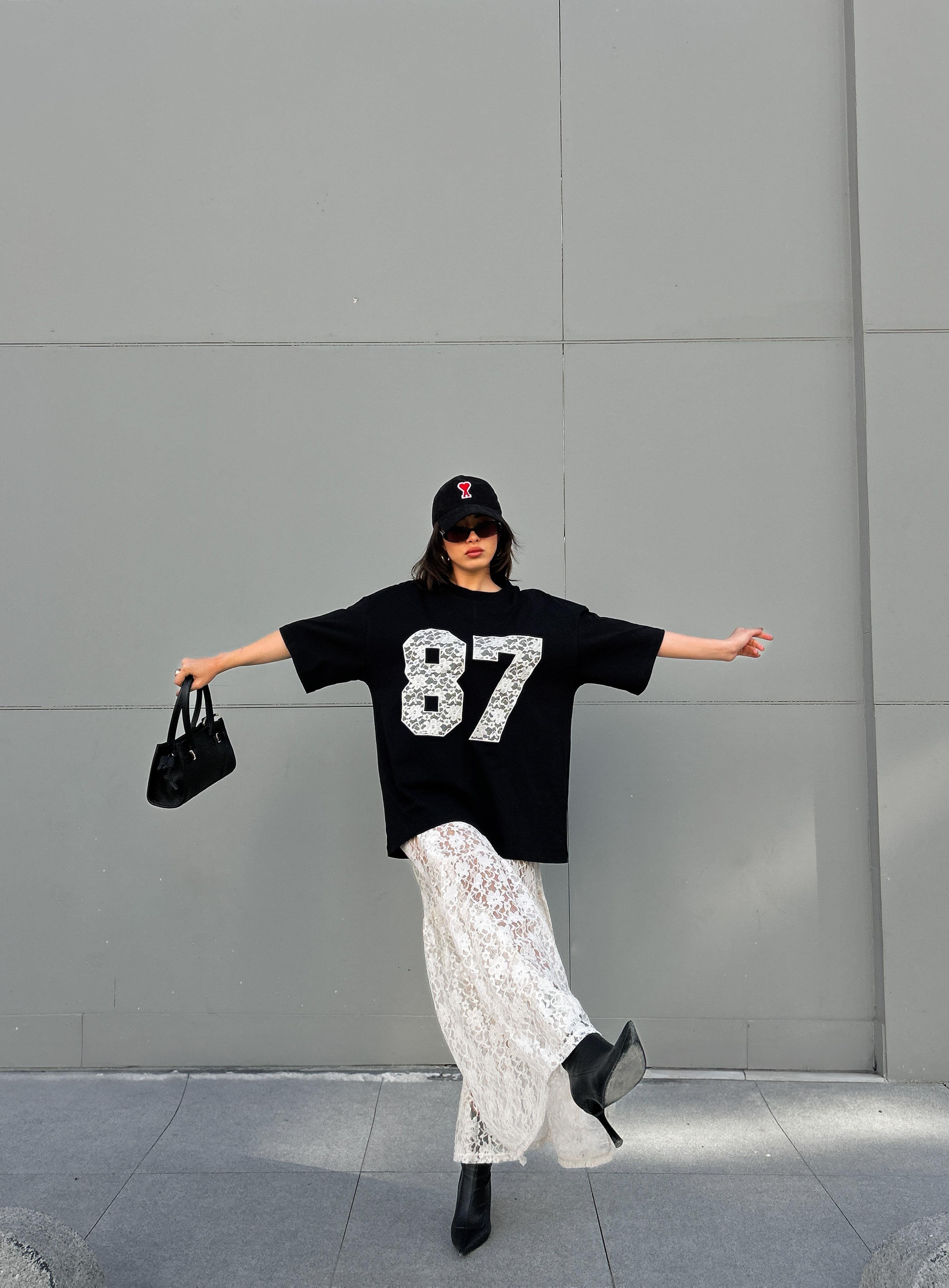 Kadın Ekru Astarsız Dantel Etek 29056