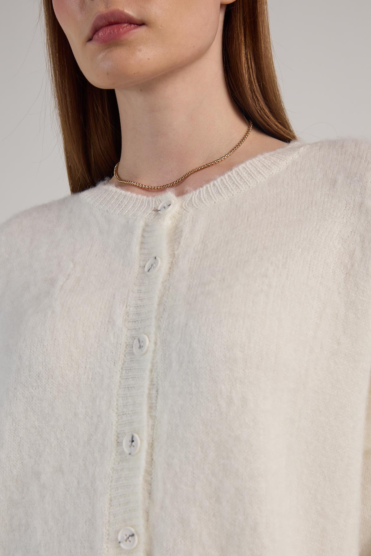 Kadın Ekru Düğme Detaylı Oversize Yumoş Kazak 30031