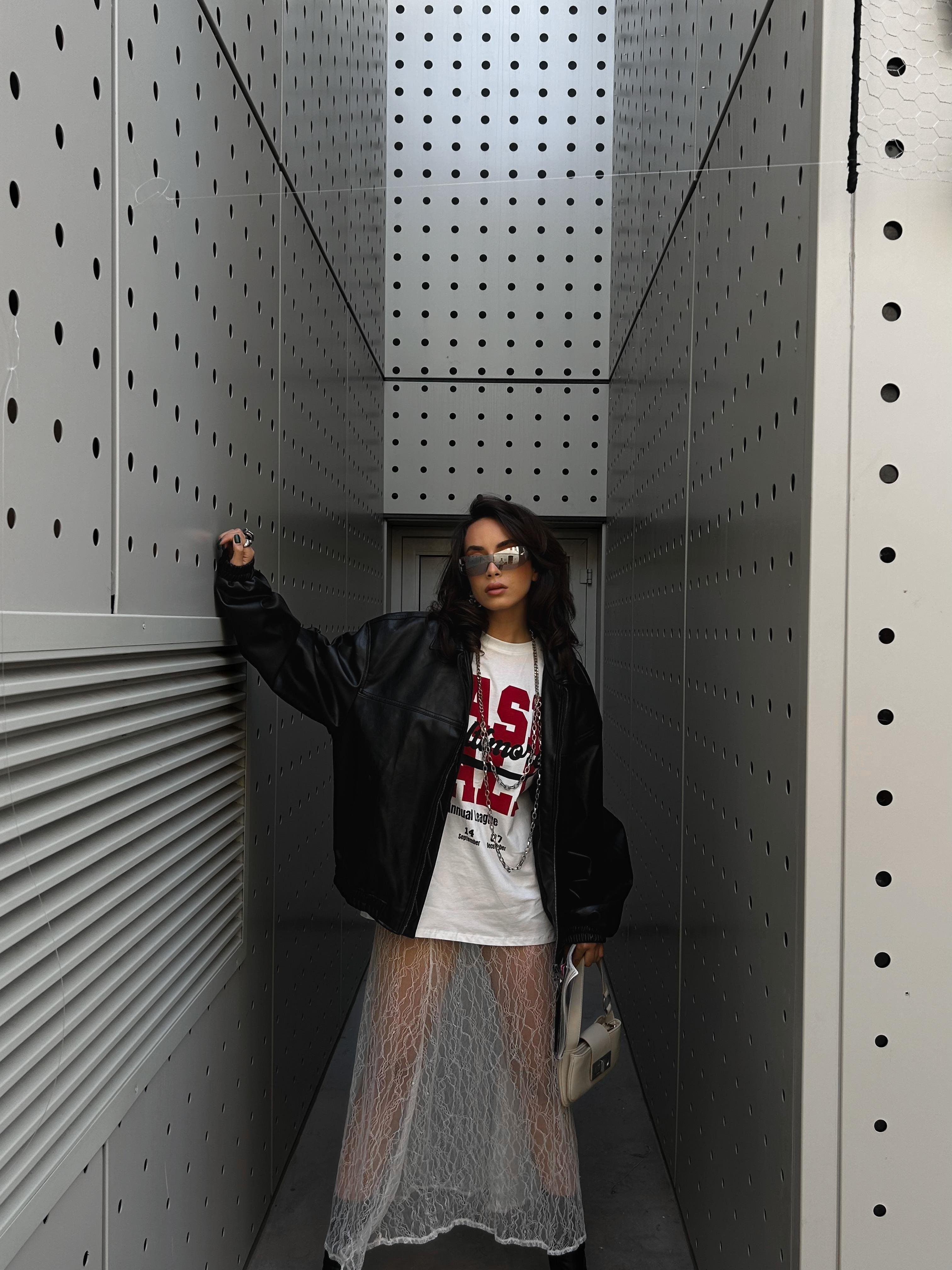 Kadın Ekru Uzun Dantel Etek 28213