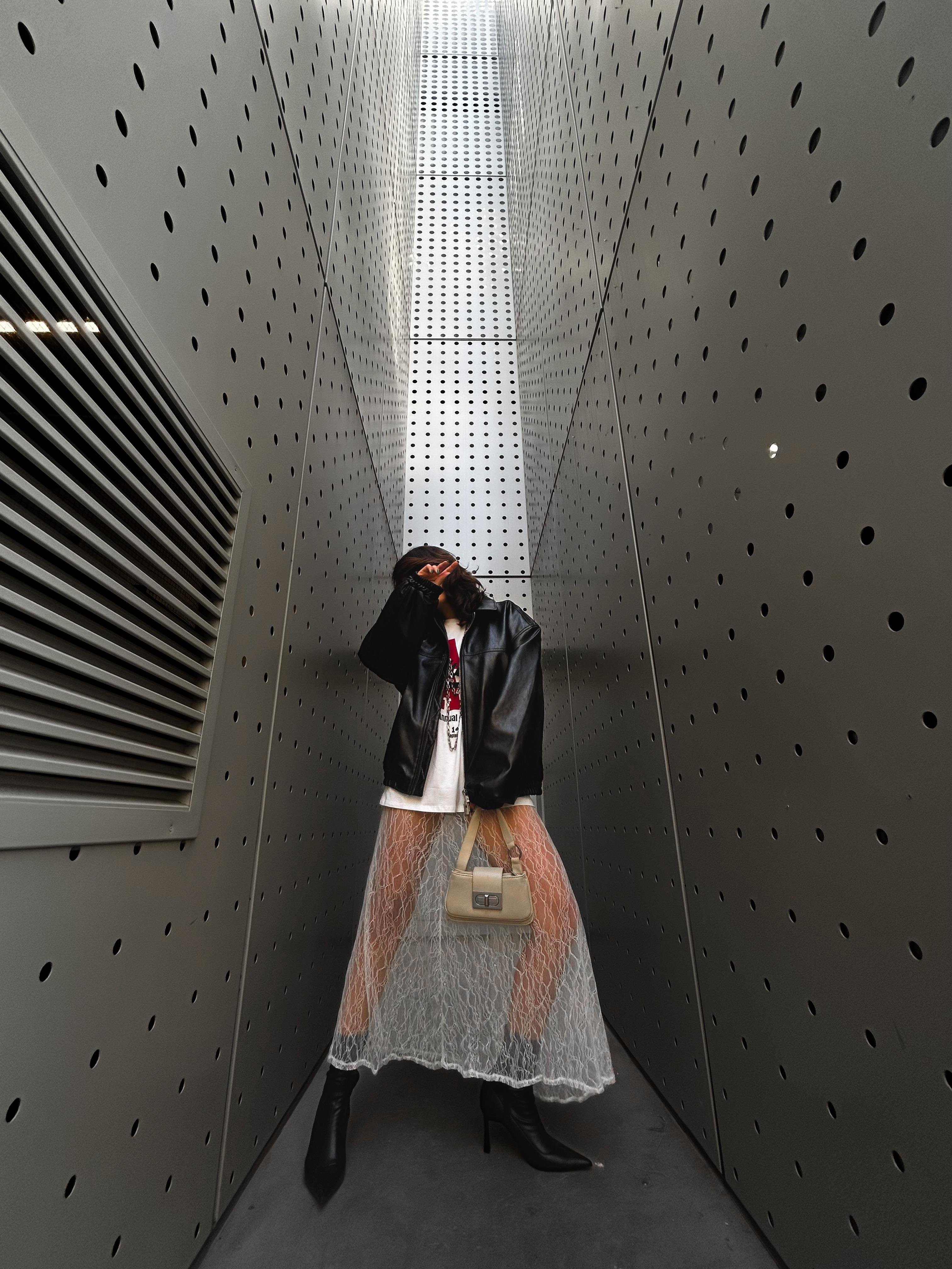 Kadın Ekru Uzun Dantel Etek 28213