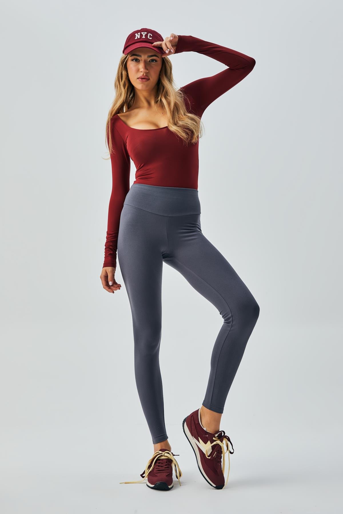 Kadın Füme Modal Kumaş Yüksek Bel Şardonlu Yumuşacık Tayt 28245