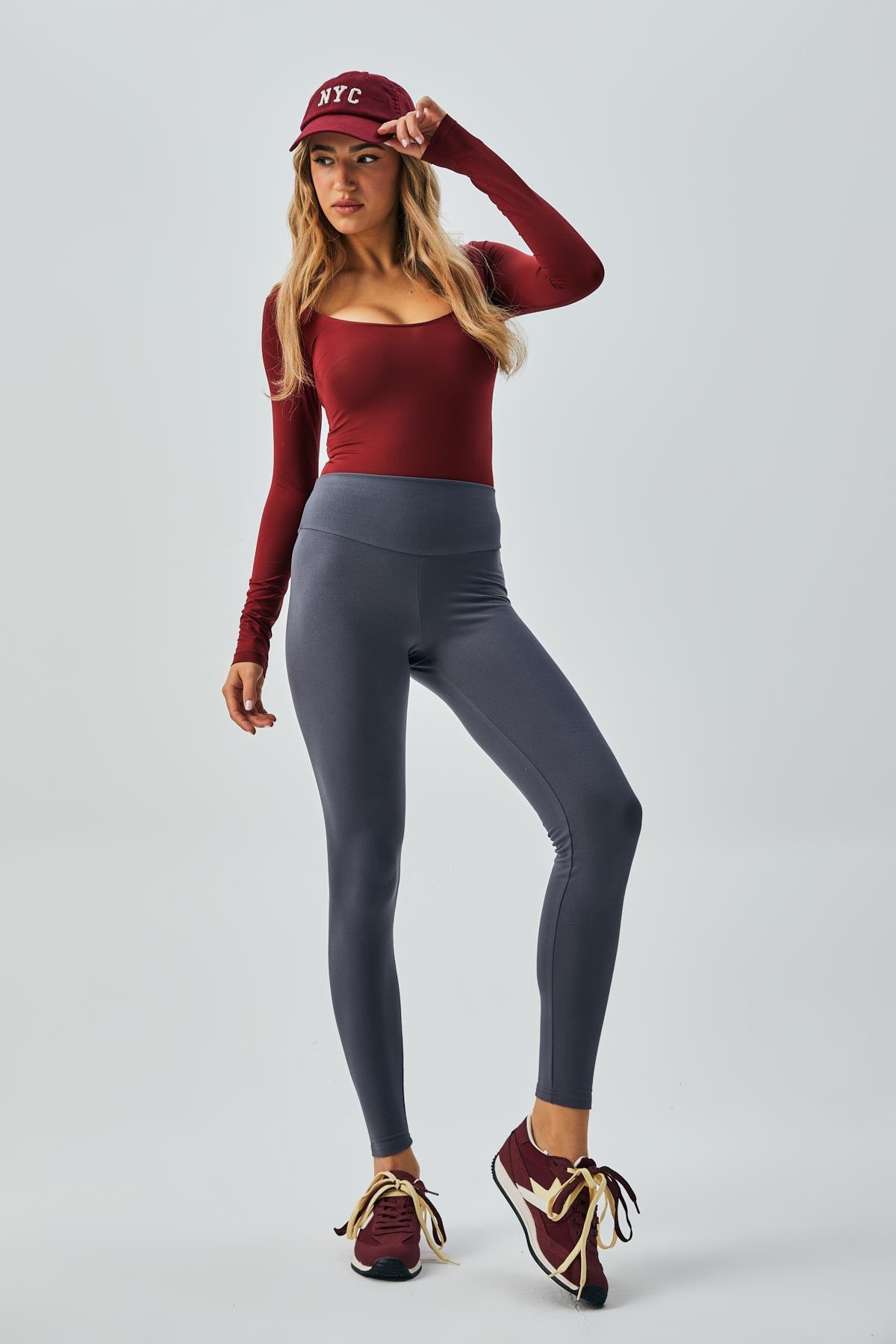 Kadın Füme Modal Kumaş Yüksek Bel Şardonlu Yumuşacık Tayt 28245