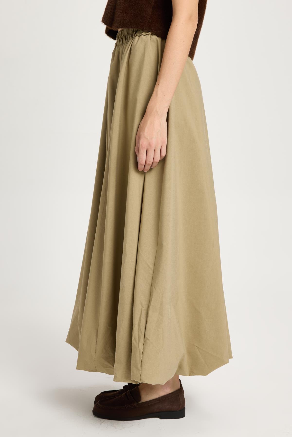 Kadın Haki Lastikli Uzun Astarlı Balon Etek 29004