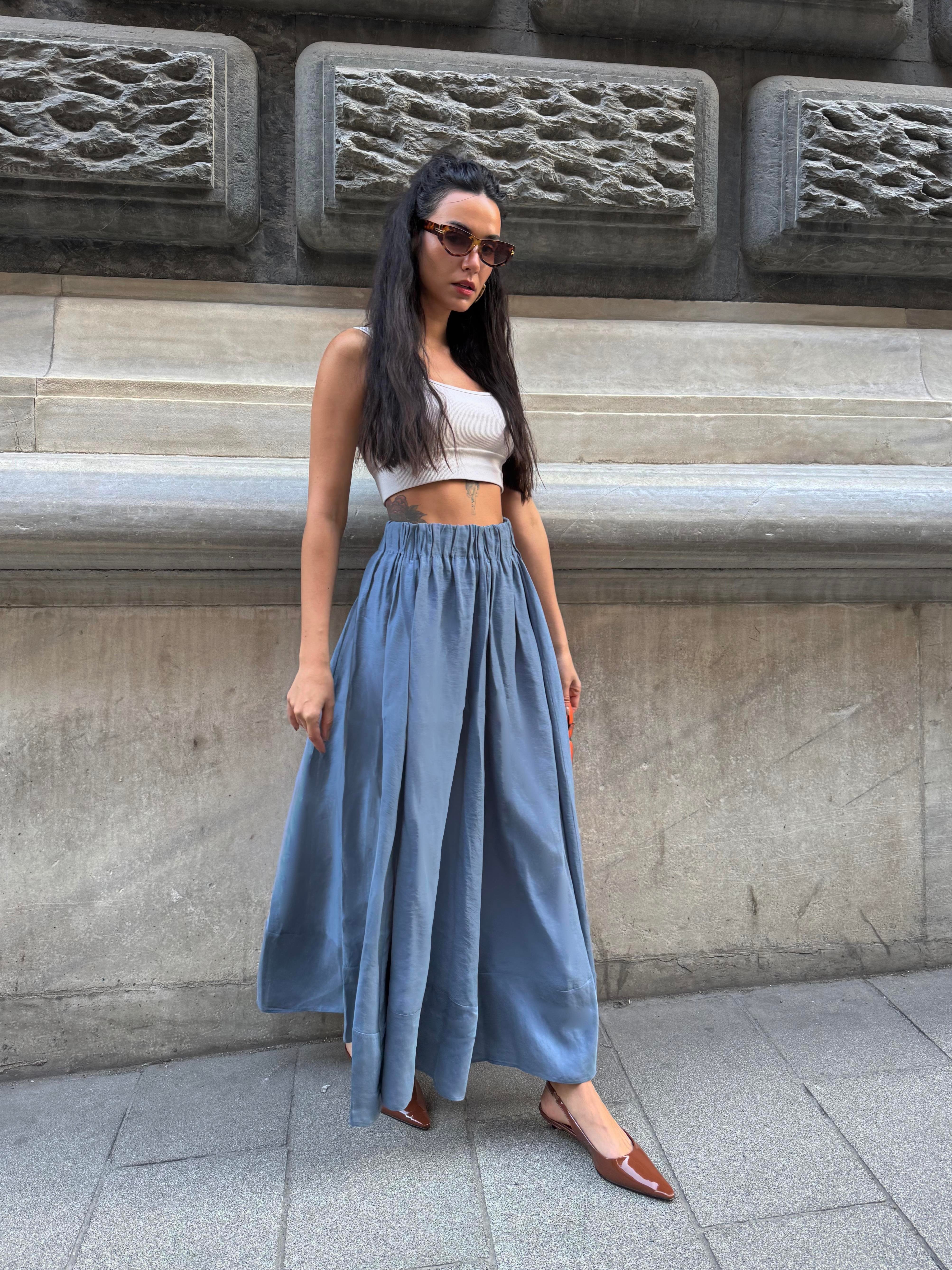 Kadın İndigo %100 Modal Uzun Etek 29078