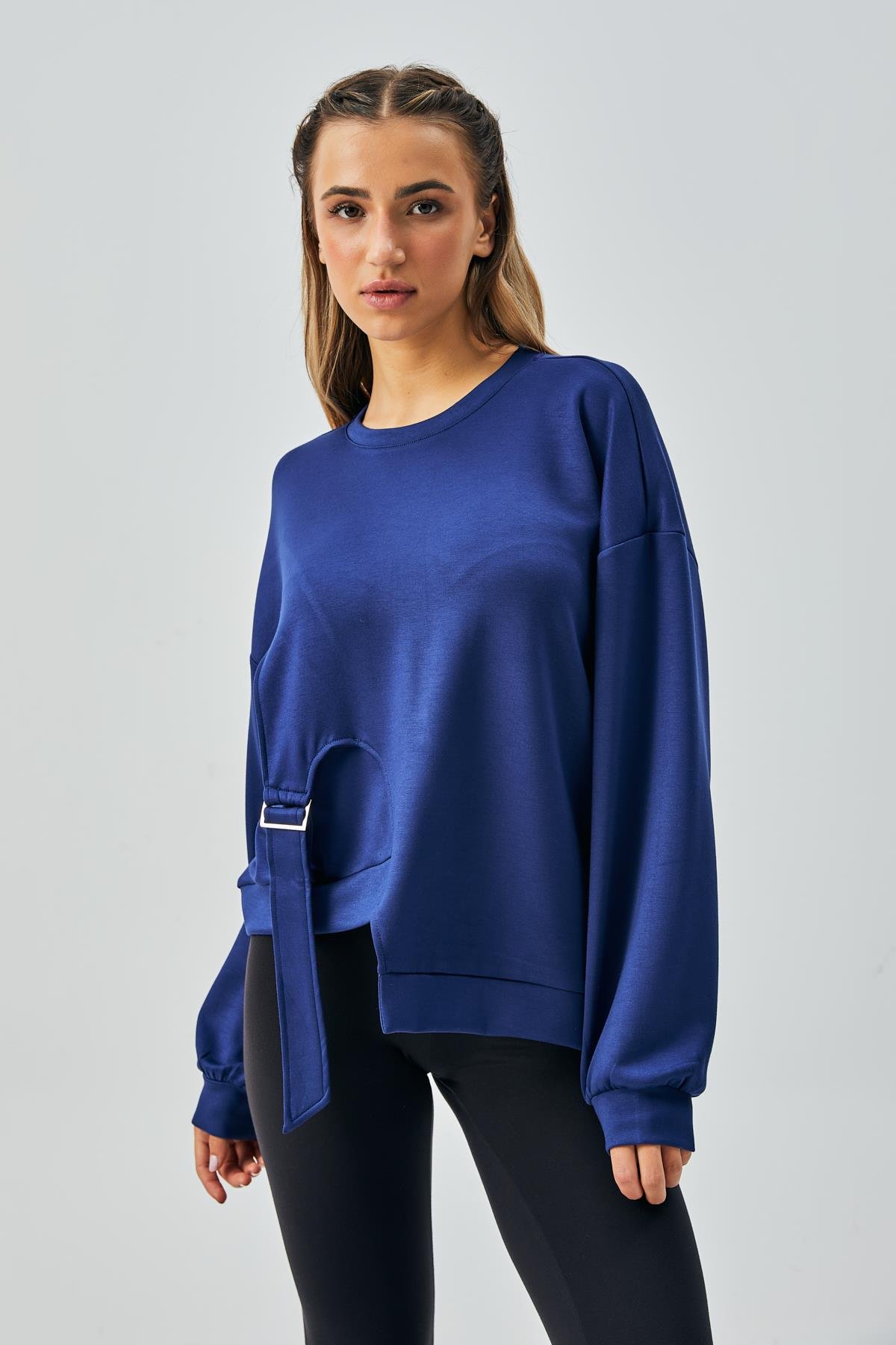 Kadın İndigo OYS Modal Kumaş Tokalı Tasarım Sweatshirt 28034