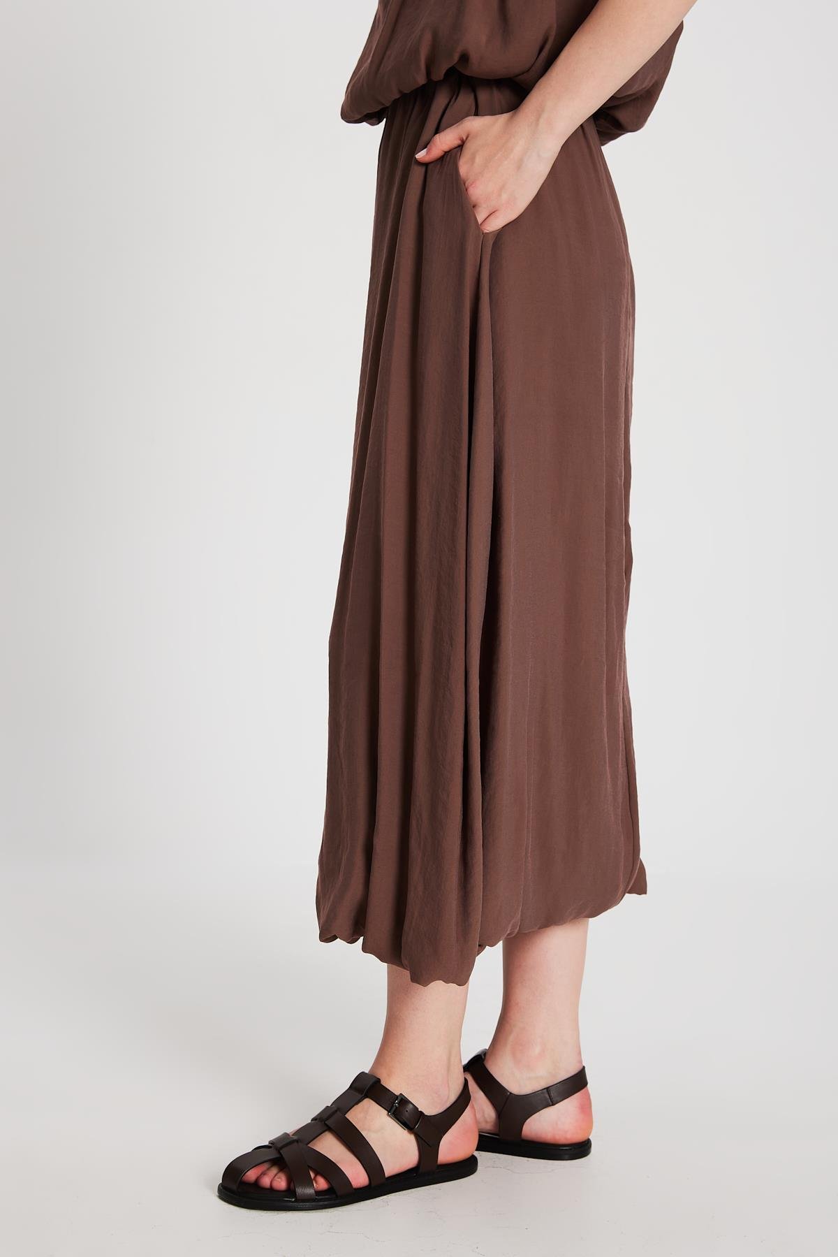 Kadın Kahve Modal Kumaş Balon Etek 29141