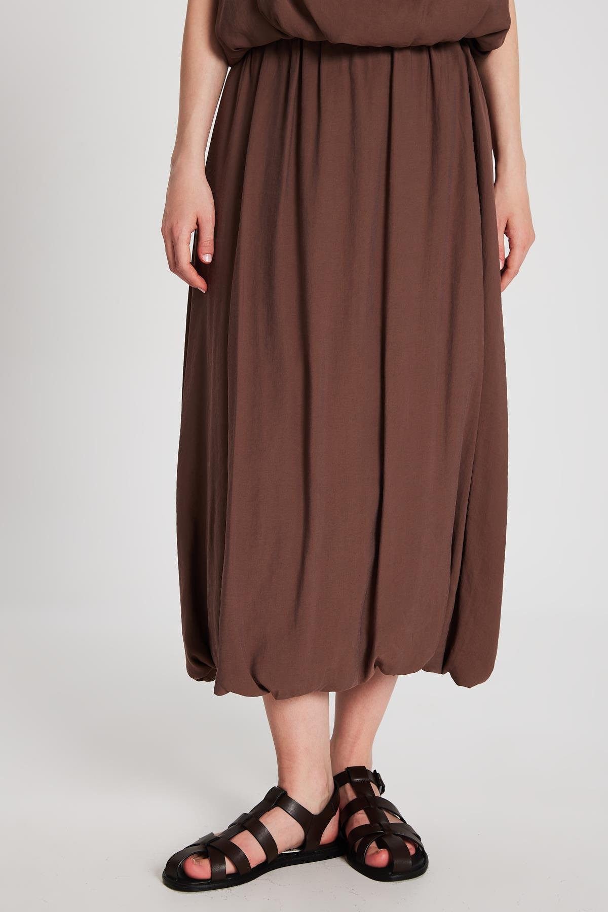 Kadın Kahve Modal Kumaş Balon Etek 29141