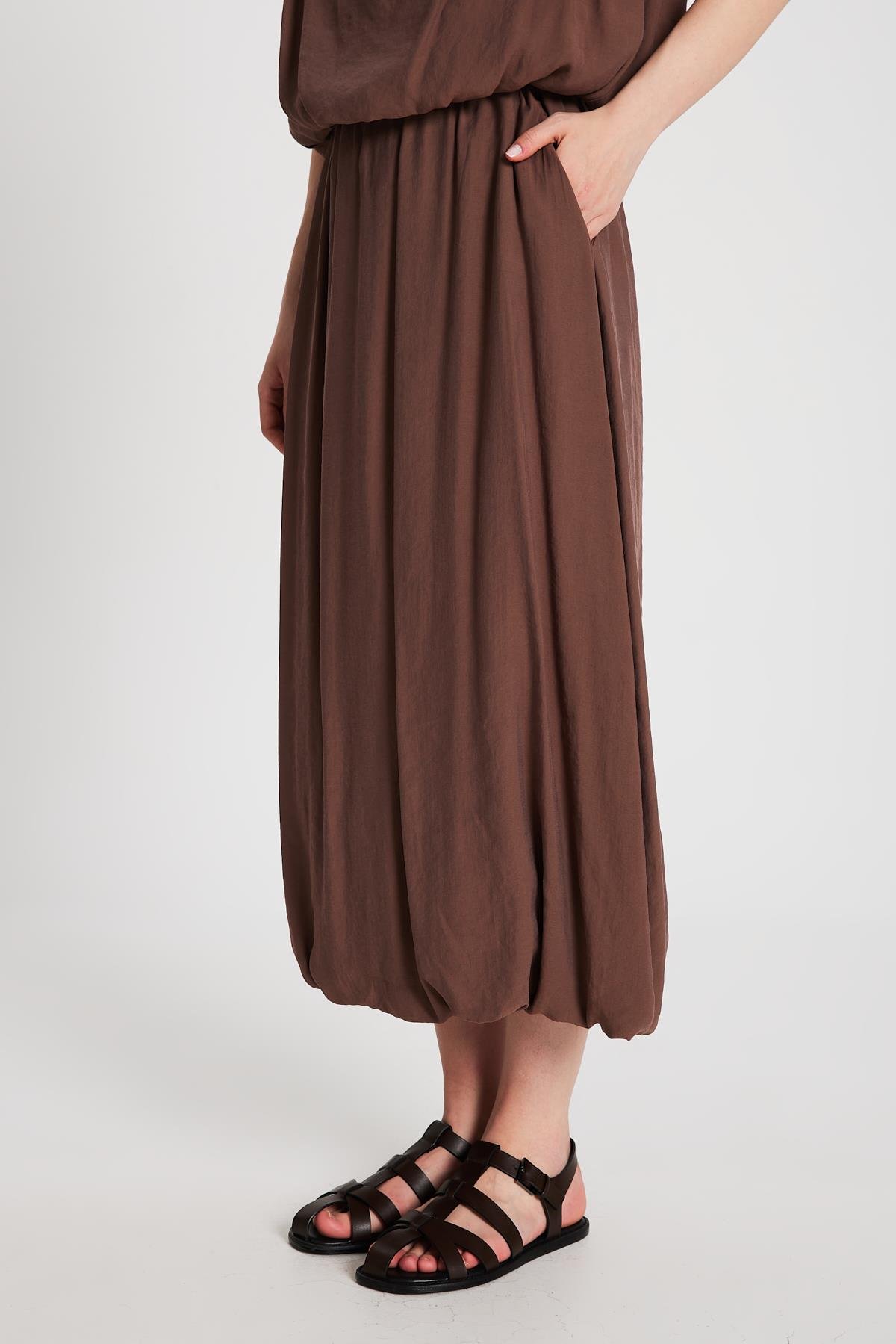 Kadın Kahve Modal Kumaş Balon Etek 29141