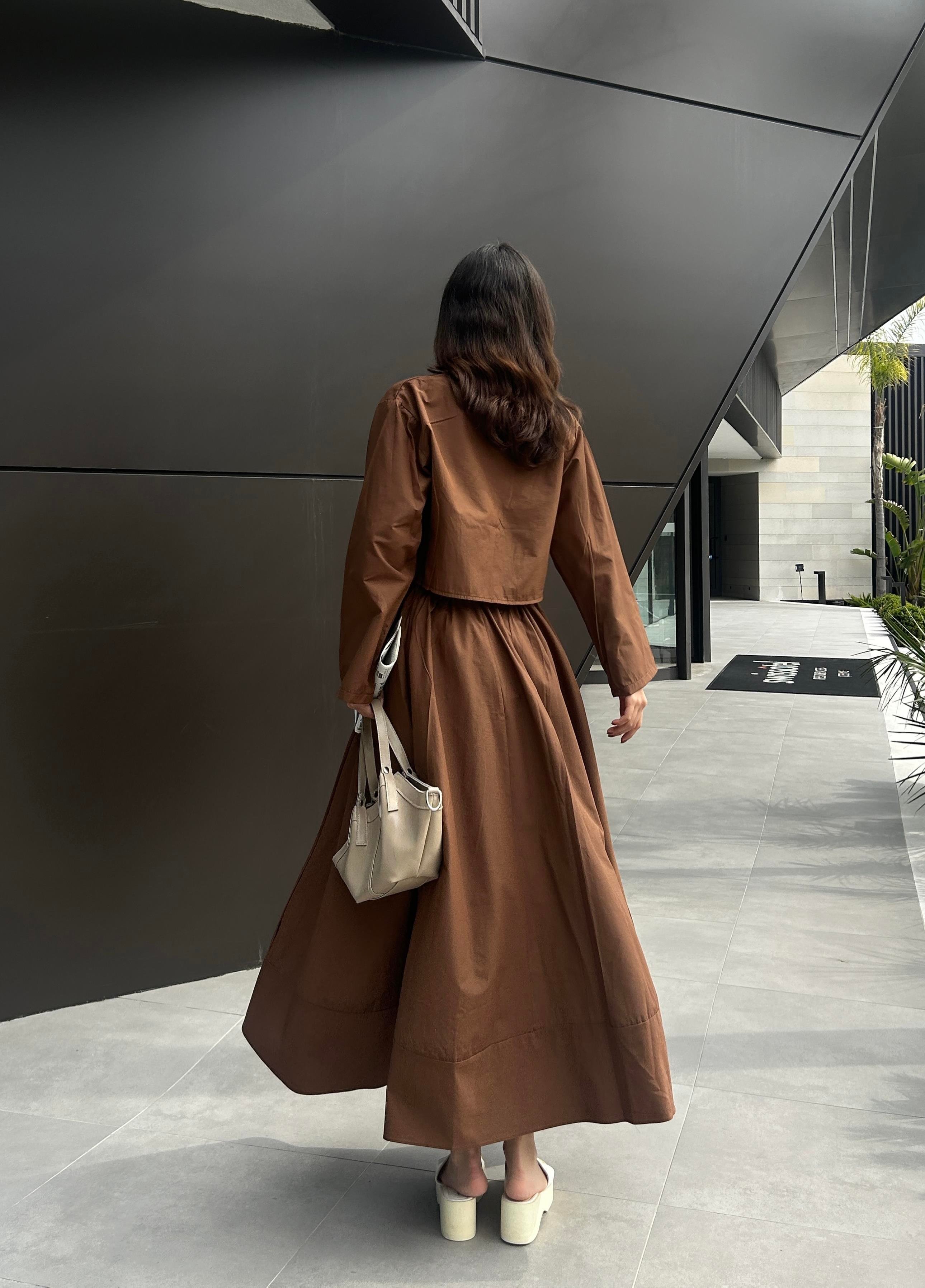 Kadın Kahve Poplin Önden Bağlamalı Bluz 29085