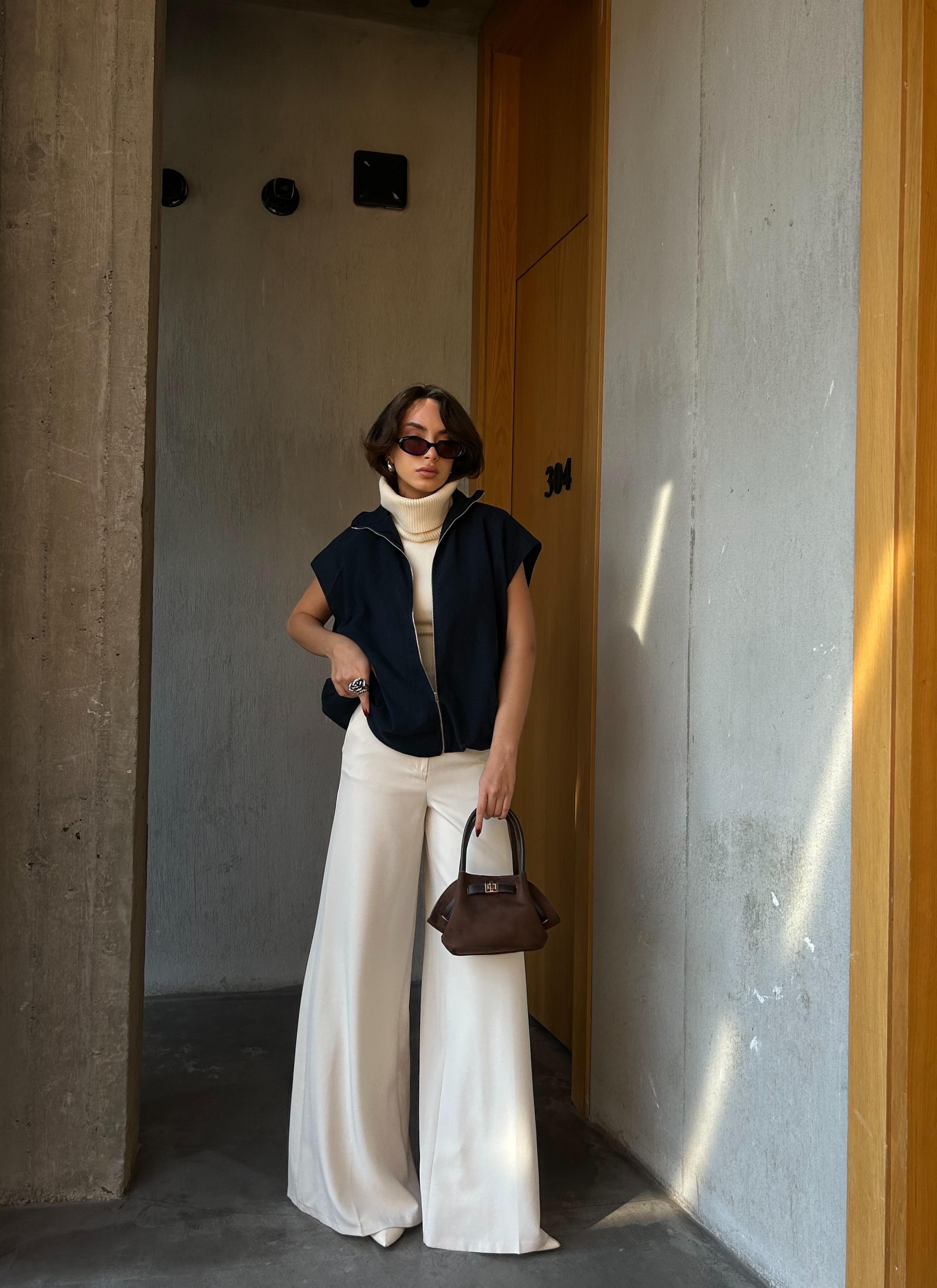 Kadın Lacivert Şardonlu Poliviskon Astarlı Balon Yelek 28266