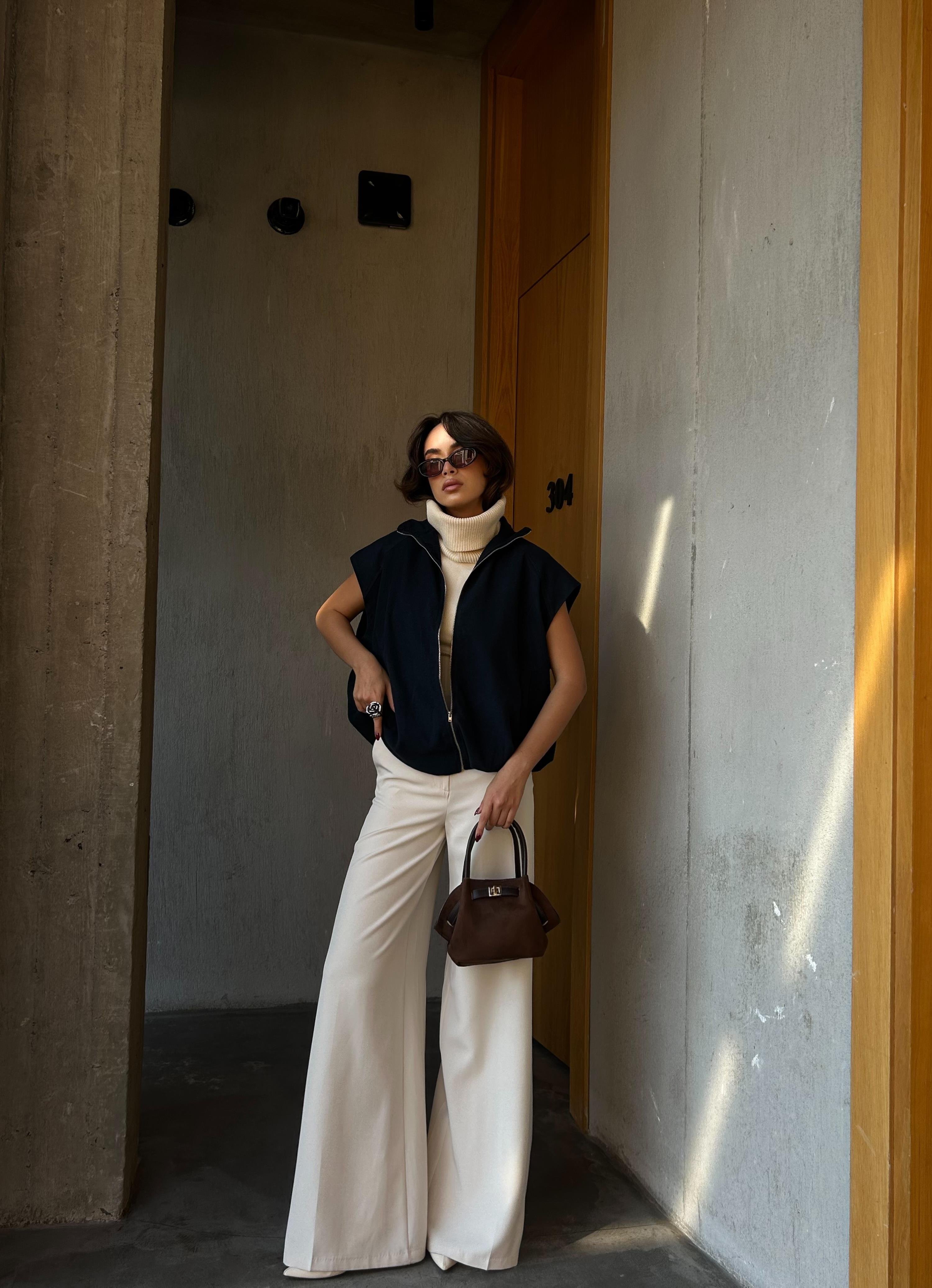 Kadın Lacivert Şardonlu Poliviskon Astarlı Balon Yelek 28266