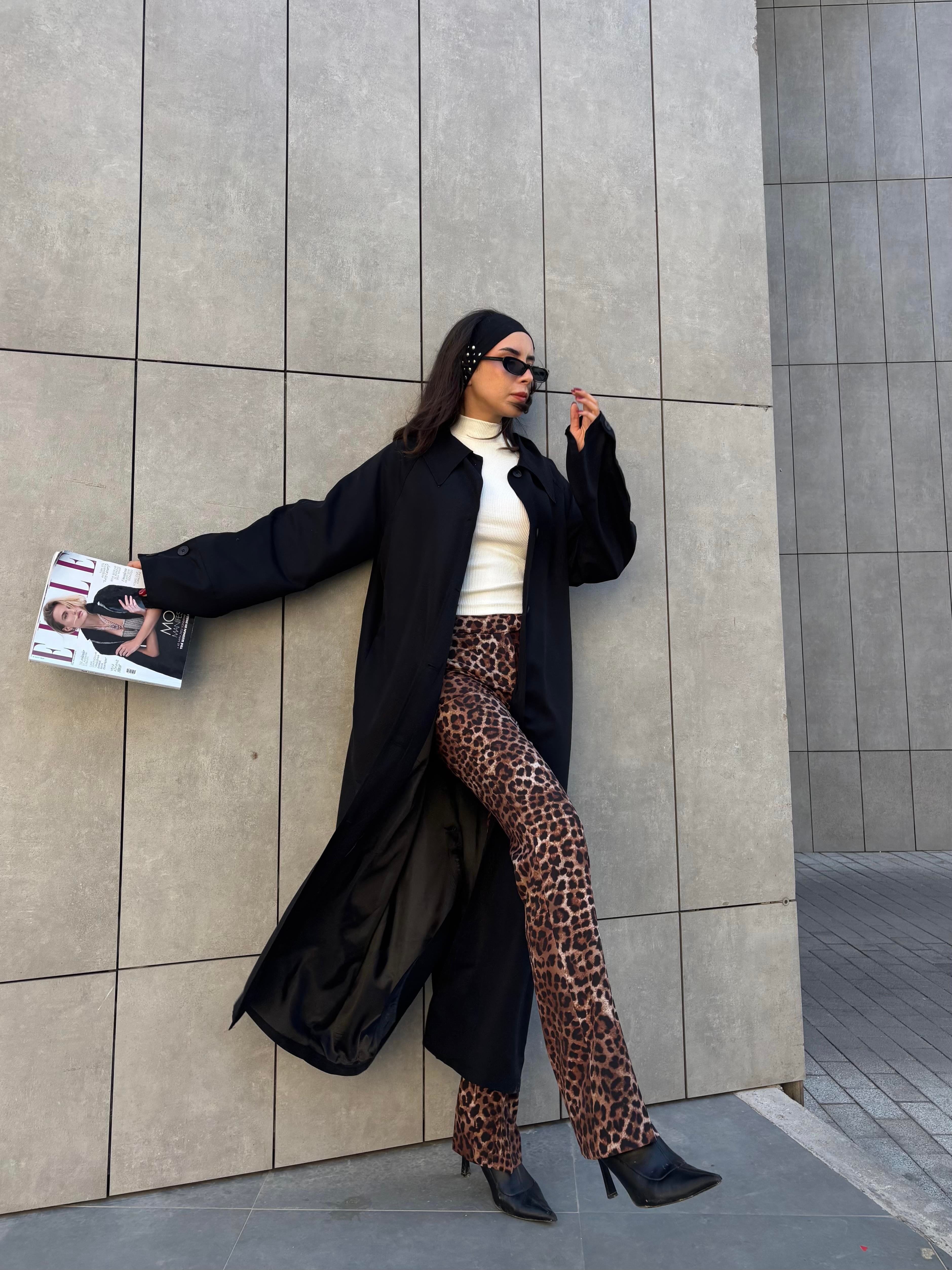 Kadın Siyah Astarlı Uzun Trençkot 30030