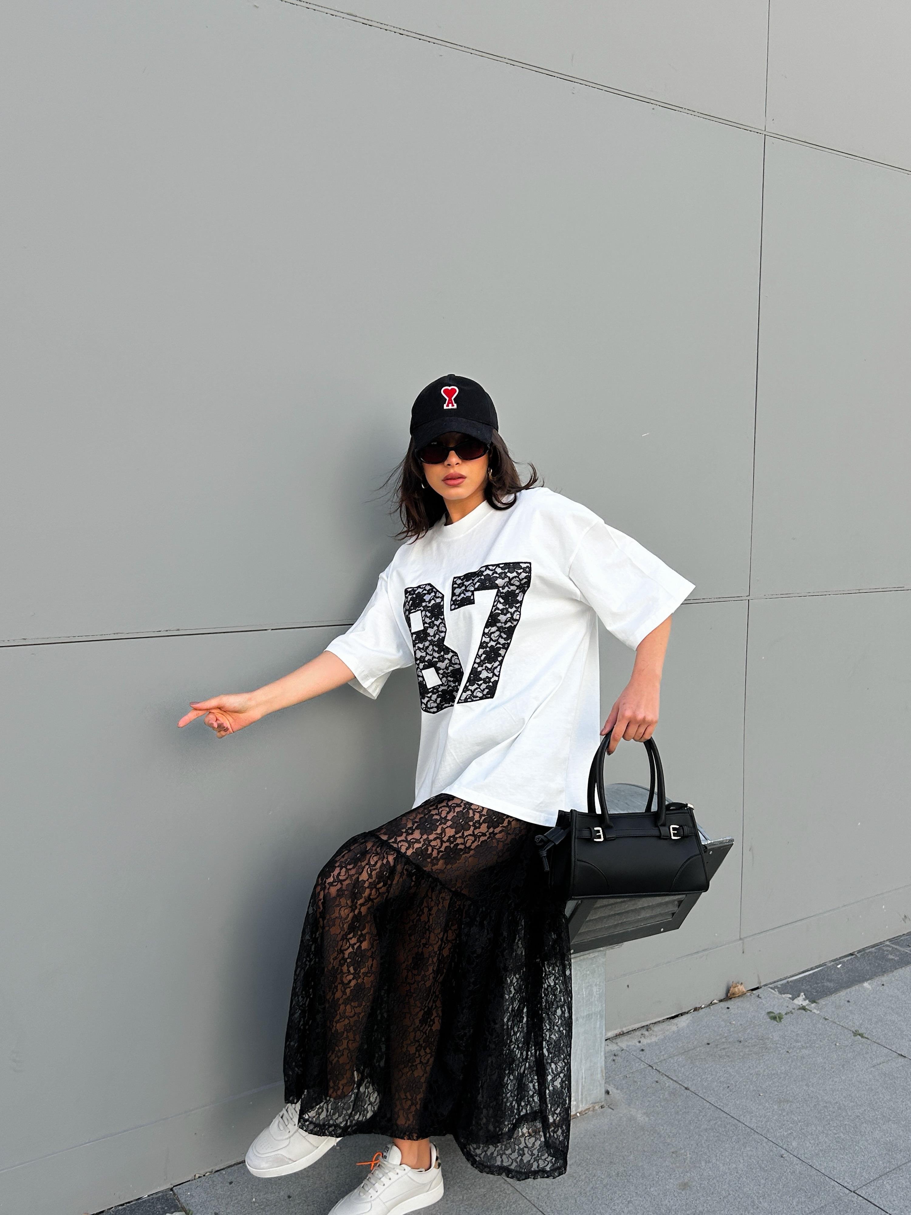 Kadın Siyah Astarsız Dantel Etek 29056