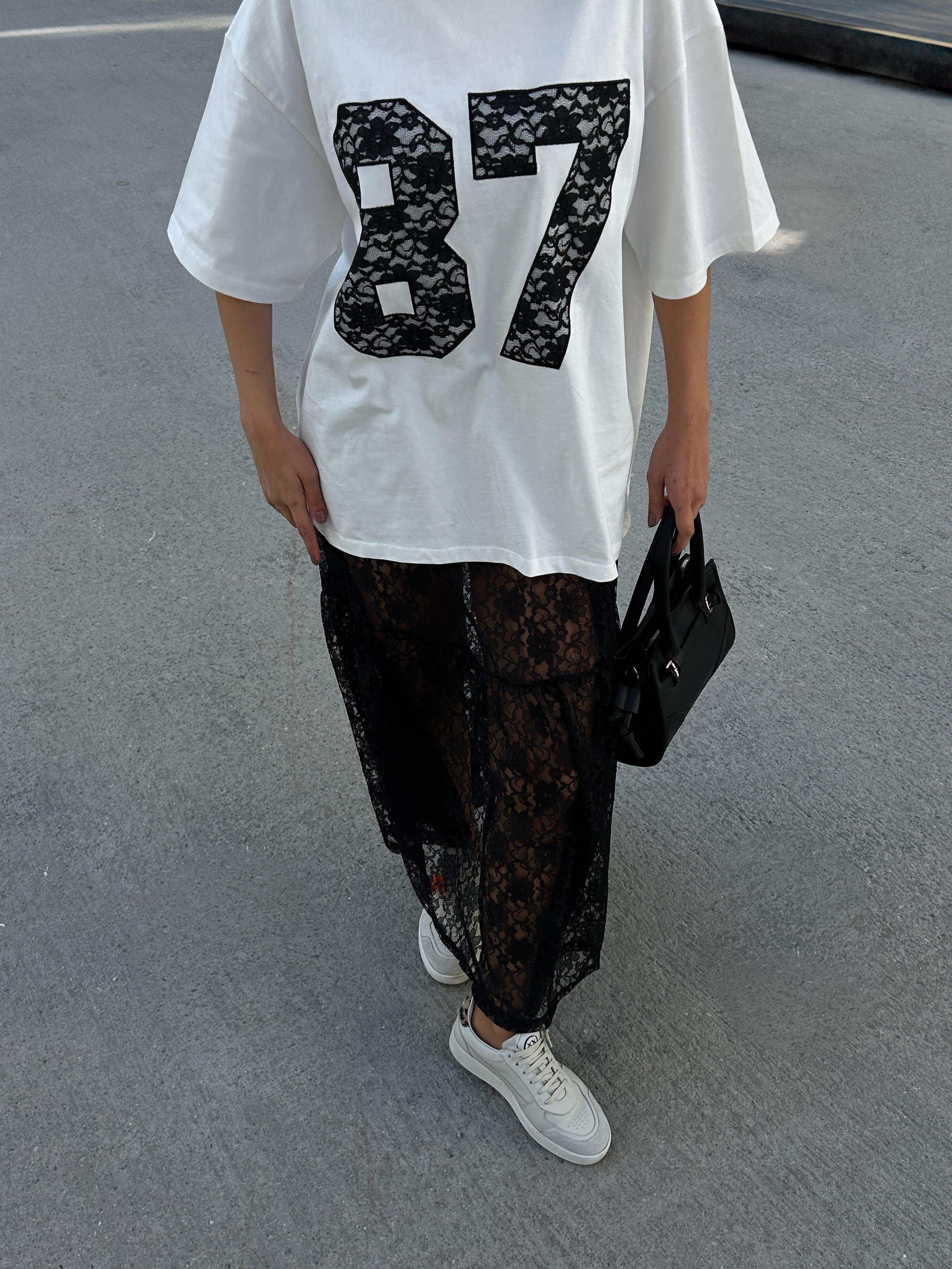 Kadın Siyah Astarsız Dantel Etek 29056