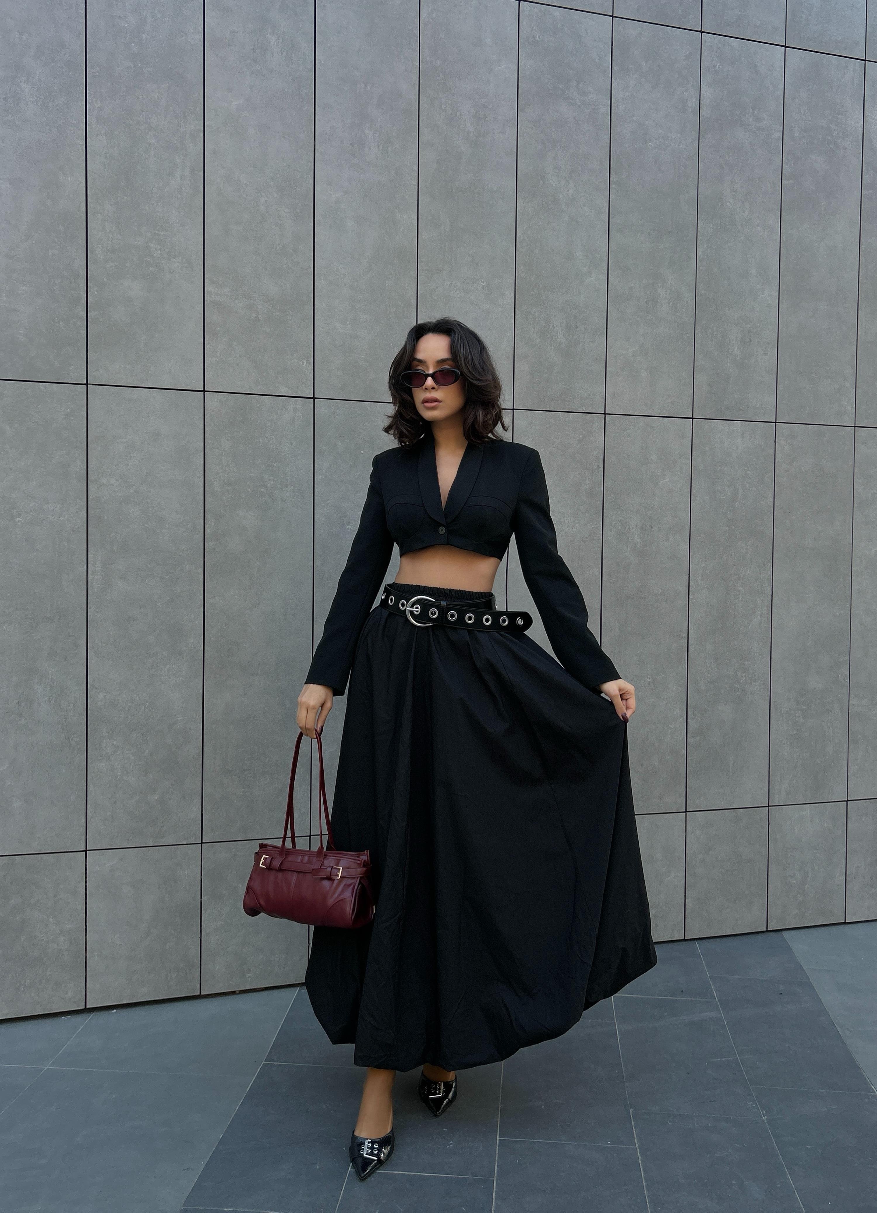 Kadın Siyah Lastikli Uzun Balon Etek 29004