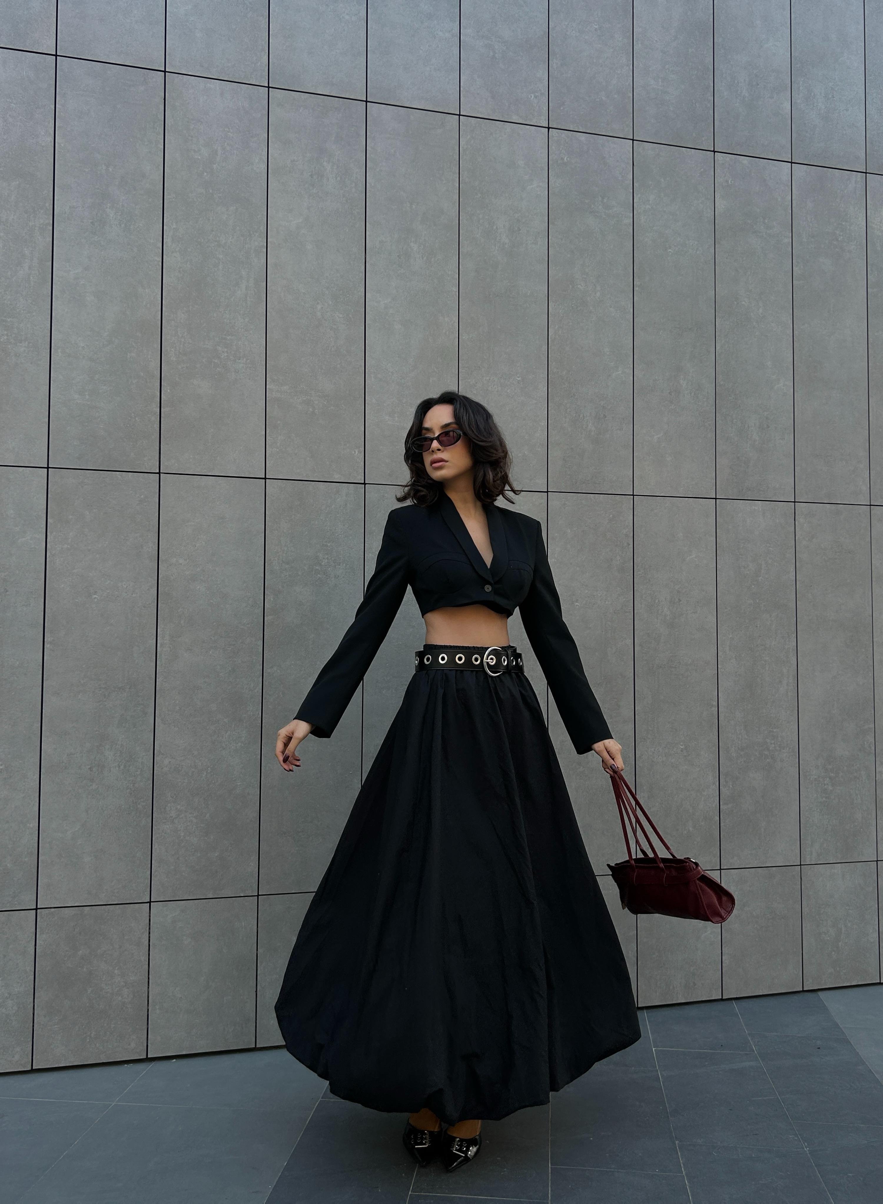 Kadın Siyah Lastikli Uzun Balon Etek 29004