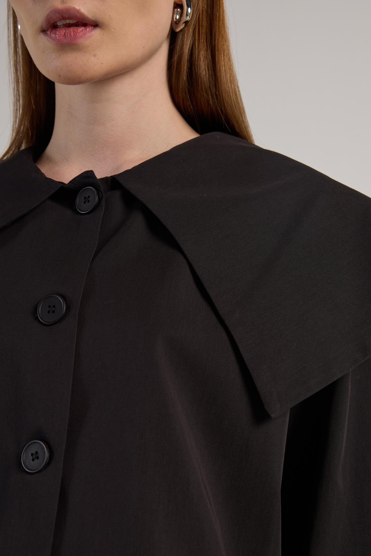 Kadın Siyah Premium Tasarım Kısa Trençkot 30011