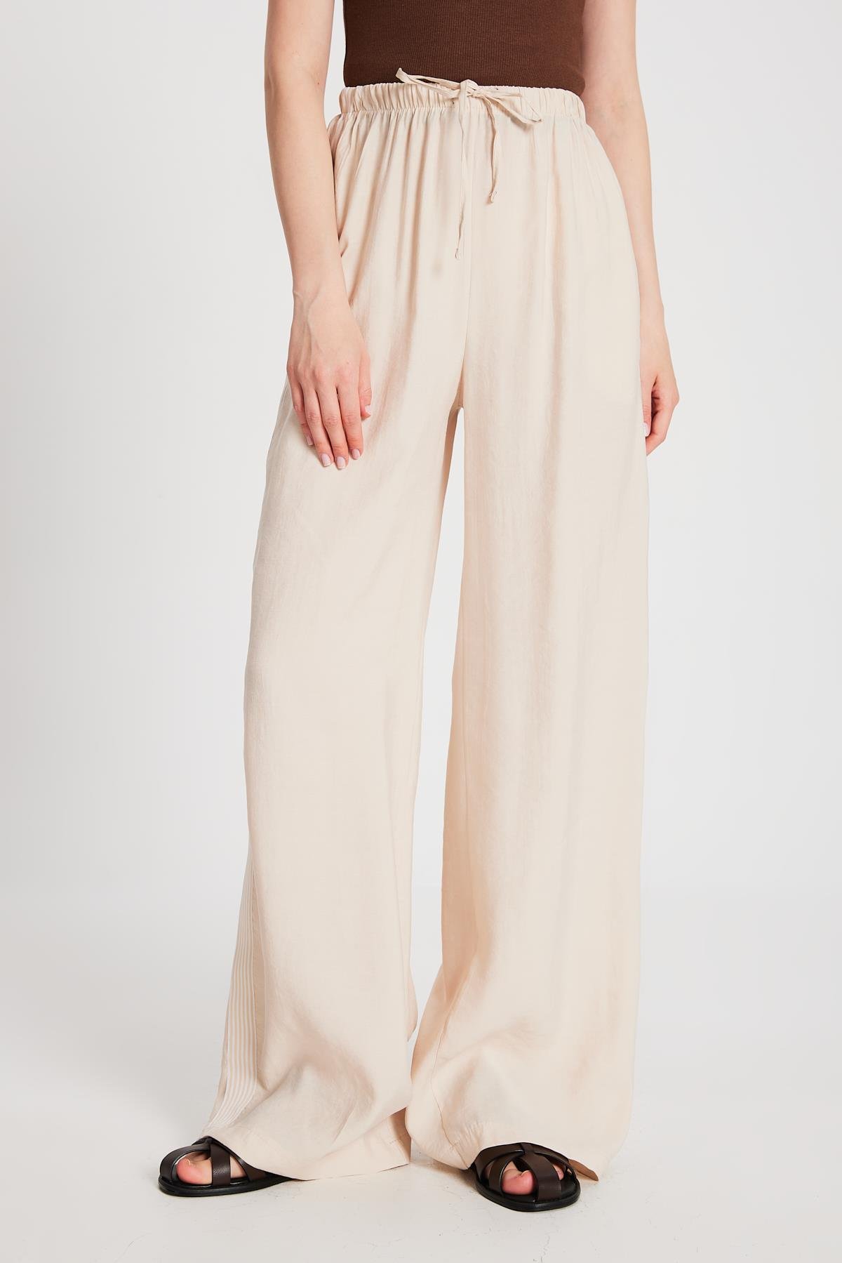 Kadın Taş %100 Modal Bol Kesim Yanları Şeritli Pantolon 29139