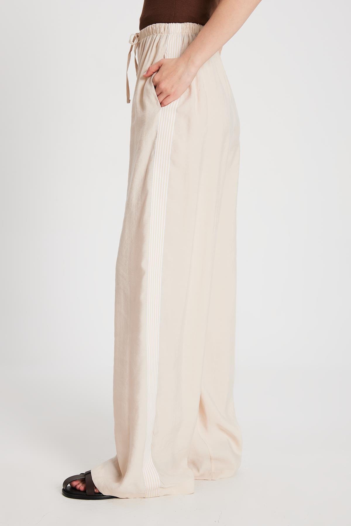 Kadın Taş %100 Modal Bol Kesim Yanları Şeritli Pantolon 29139