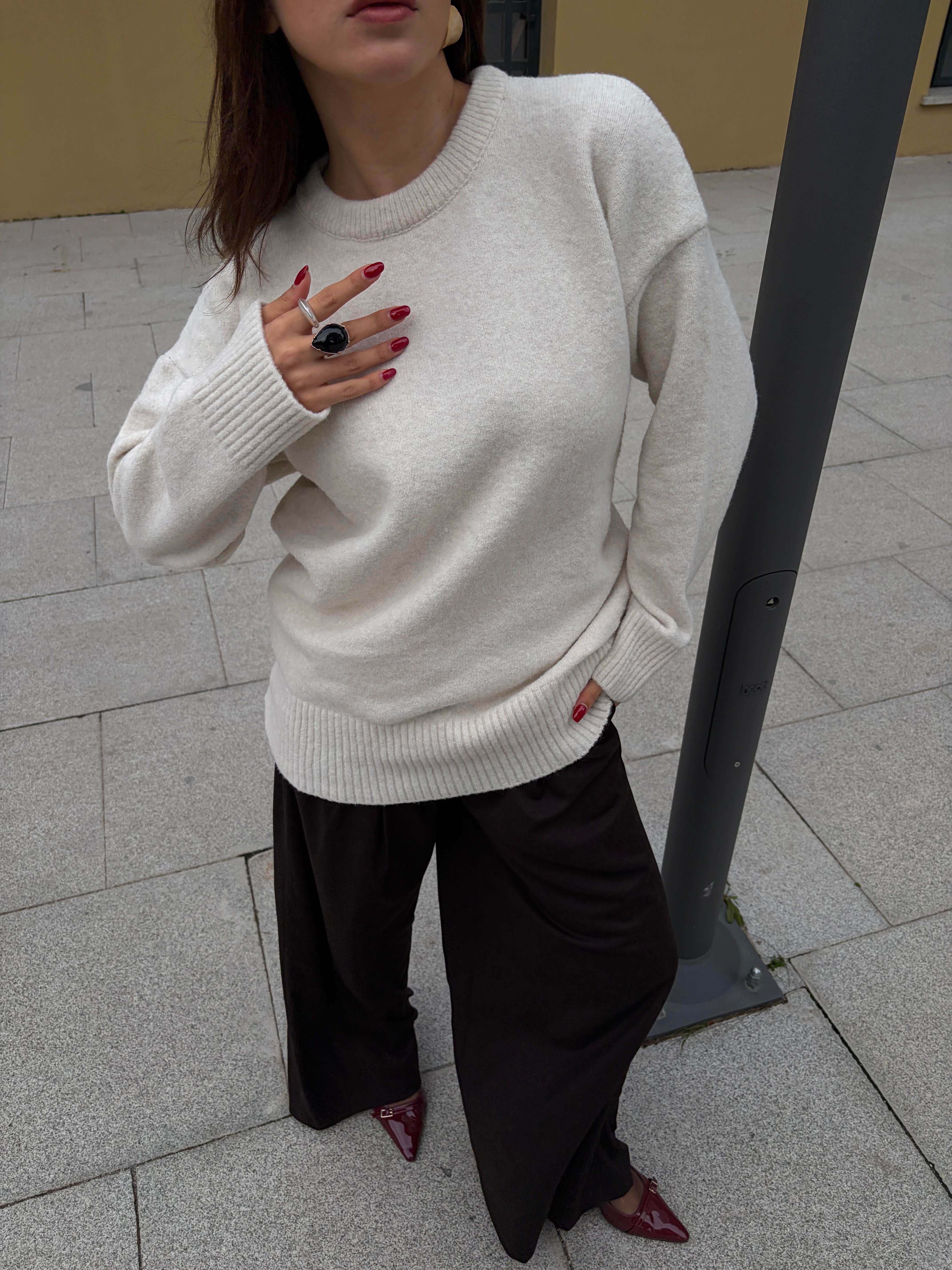 Kadın Taş Bisiklet Yaka Tunik Boy Kazak 7035