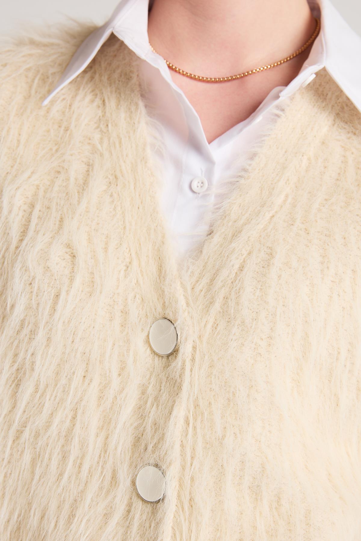 Kadın Taş Peluş Triko Yelek 92