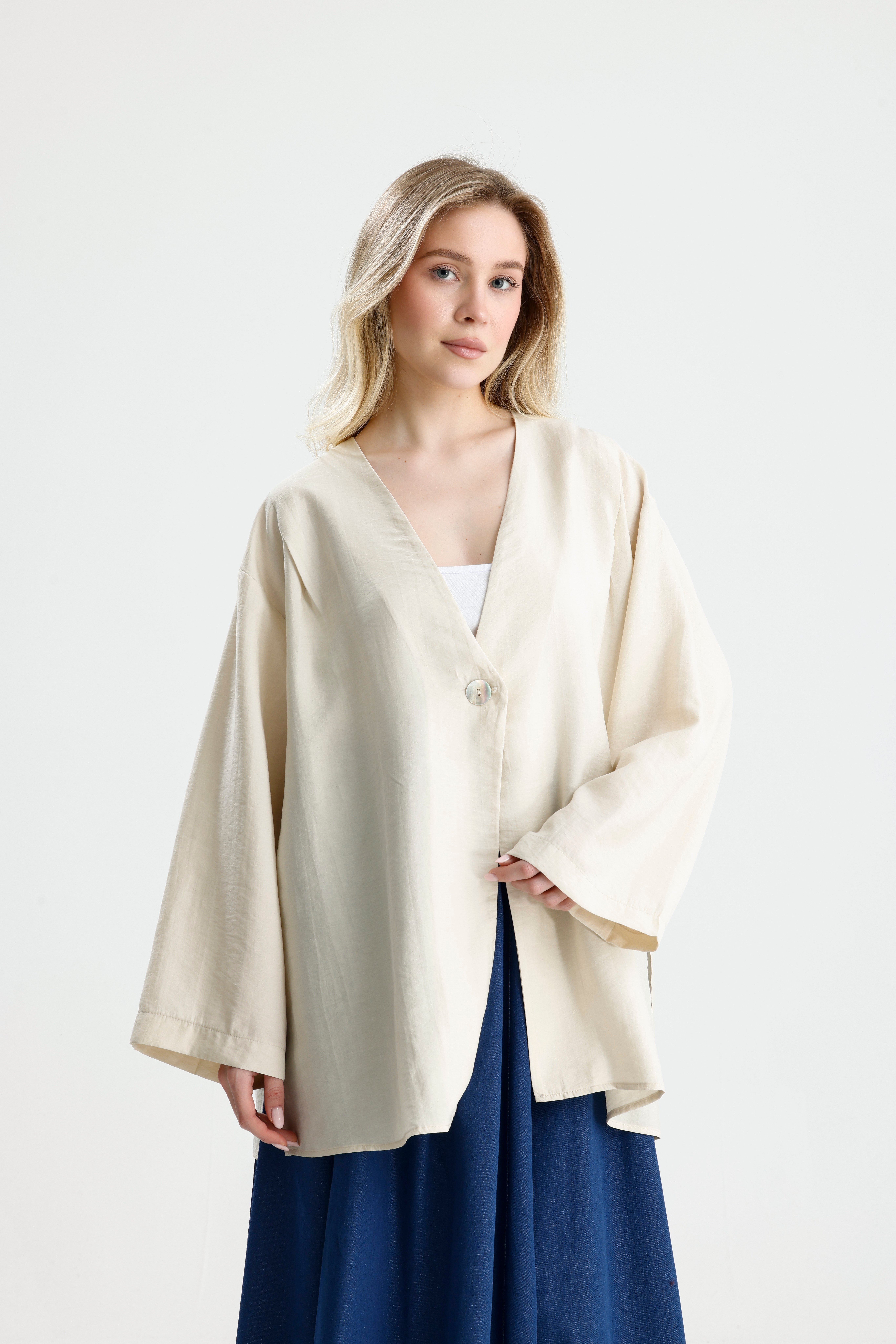 Kadın Taş Premium Kumaş Oversize kimono 31099