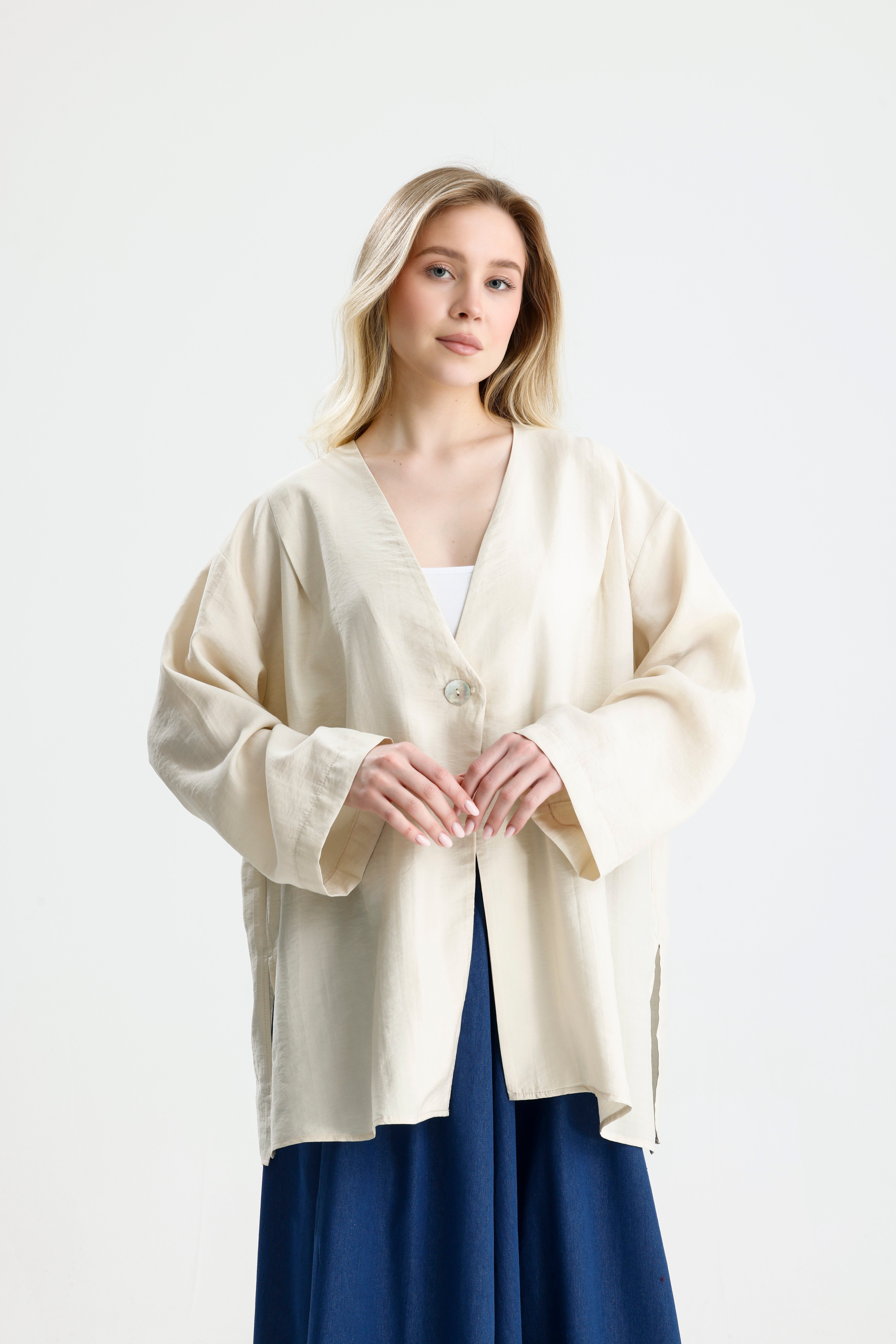 Kadın Taş Premium Kumaş Oversize kimono 31099