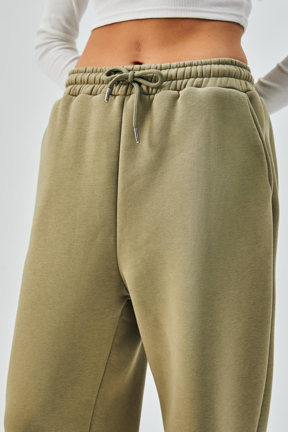 Küf Yeşili Lastikli Şardonlu Basic Eşofman Altı 26262