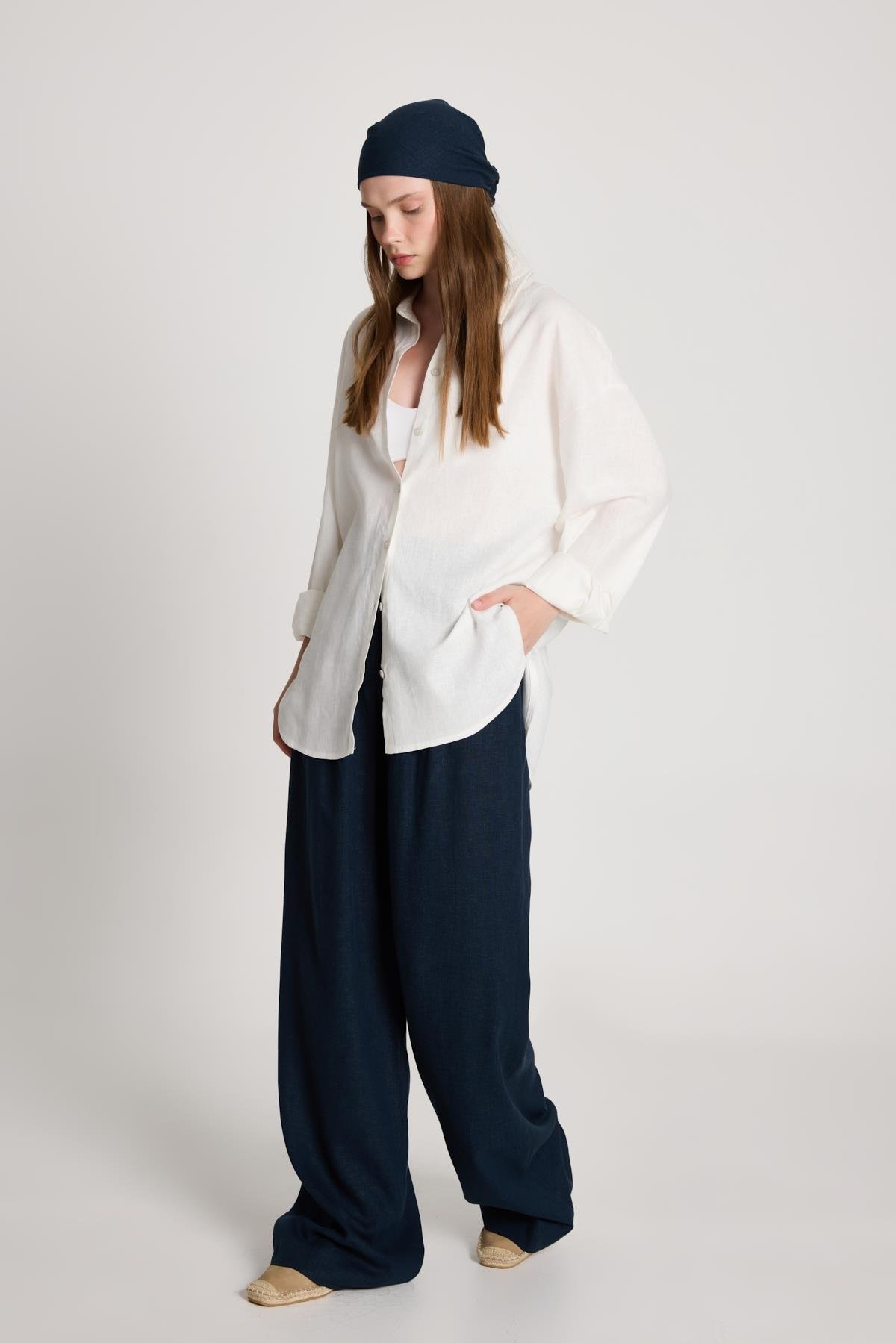 Milos Keten Oversize Gömlek Beyaz