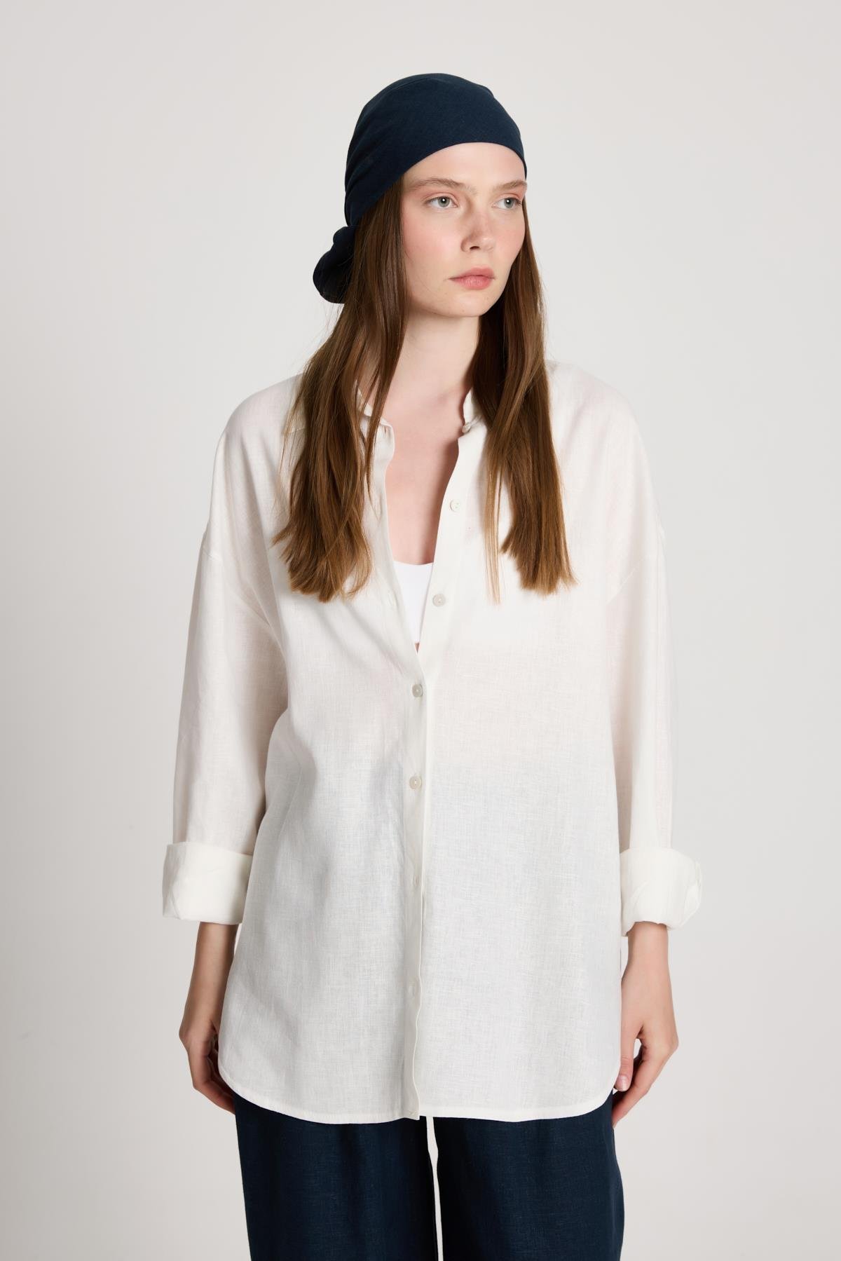 Milos Keten Oversize Gömlek Beyaz