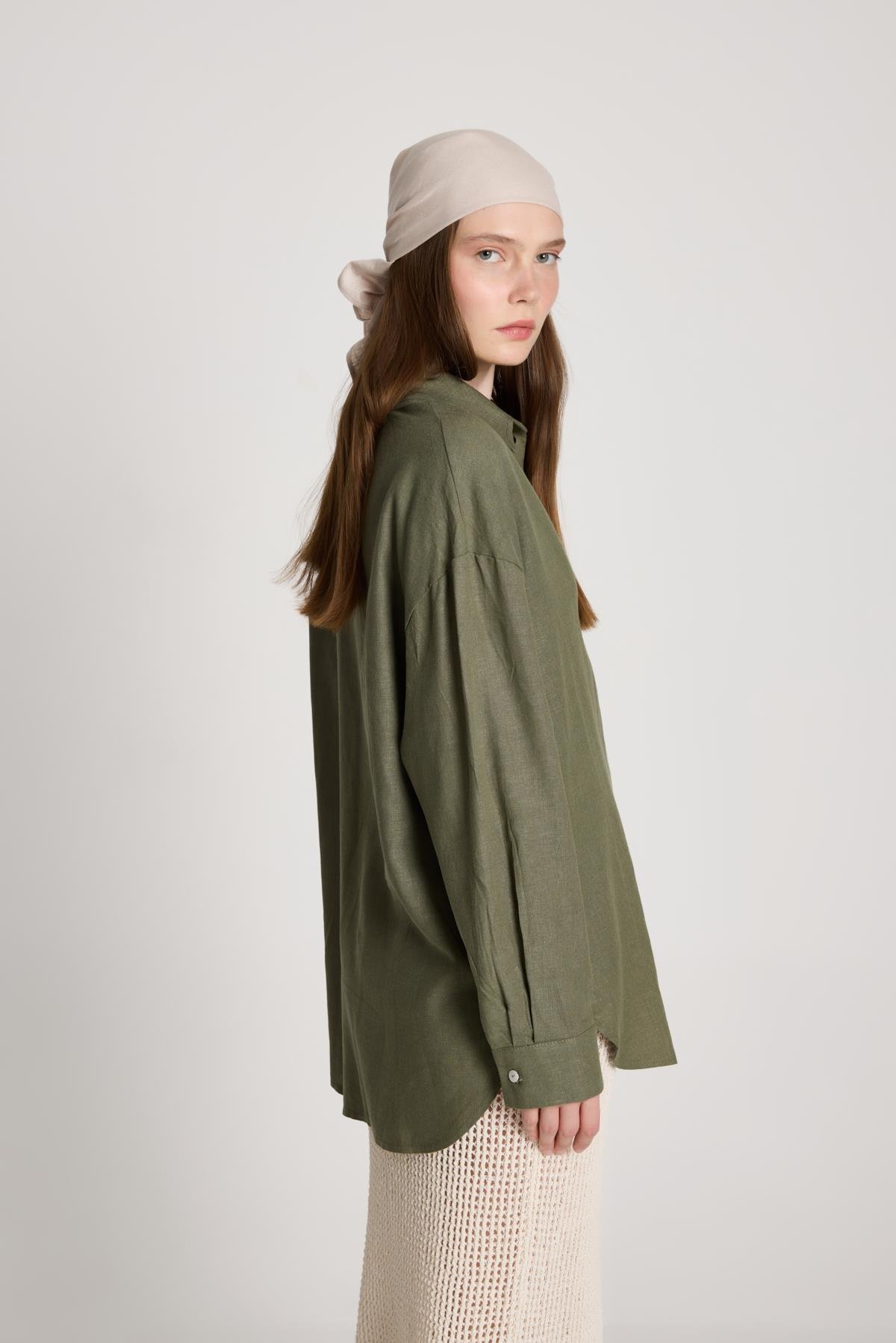 Milos Keten Oversize Gömlek Haki