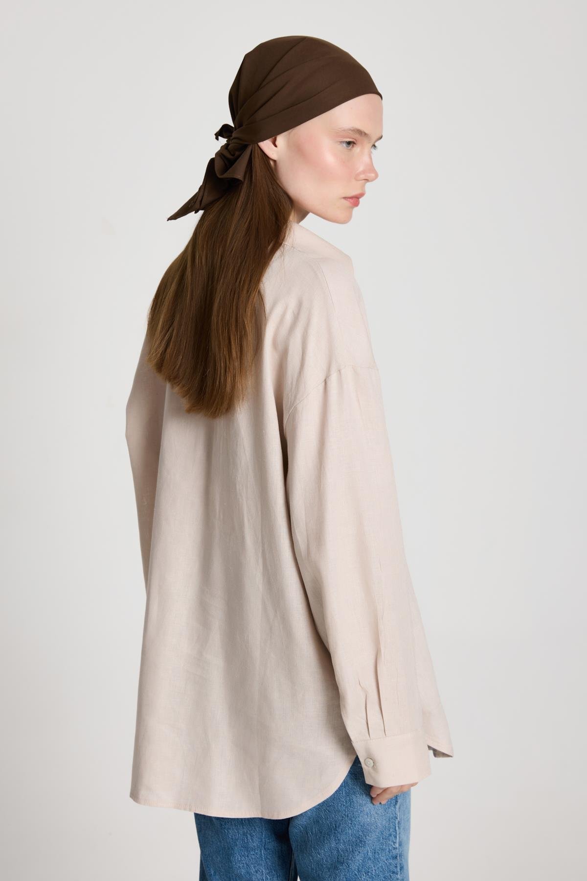 Milos Keten Oversize Gömlek Taş