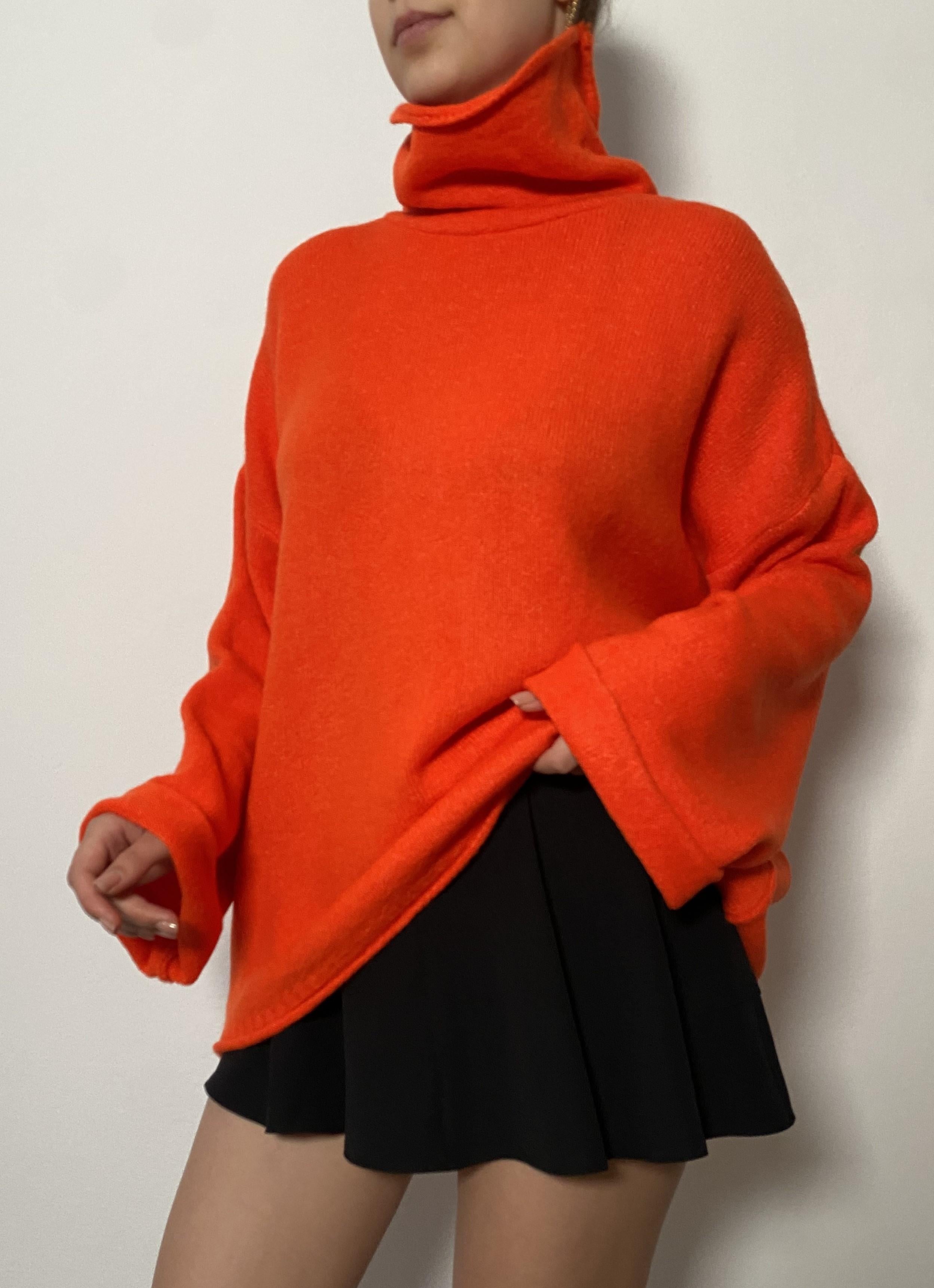Nar Çiçeği Yumoş Oversize Balıkçı Yaka Triko Kazak 24309