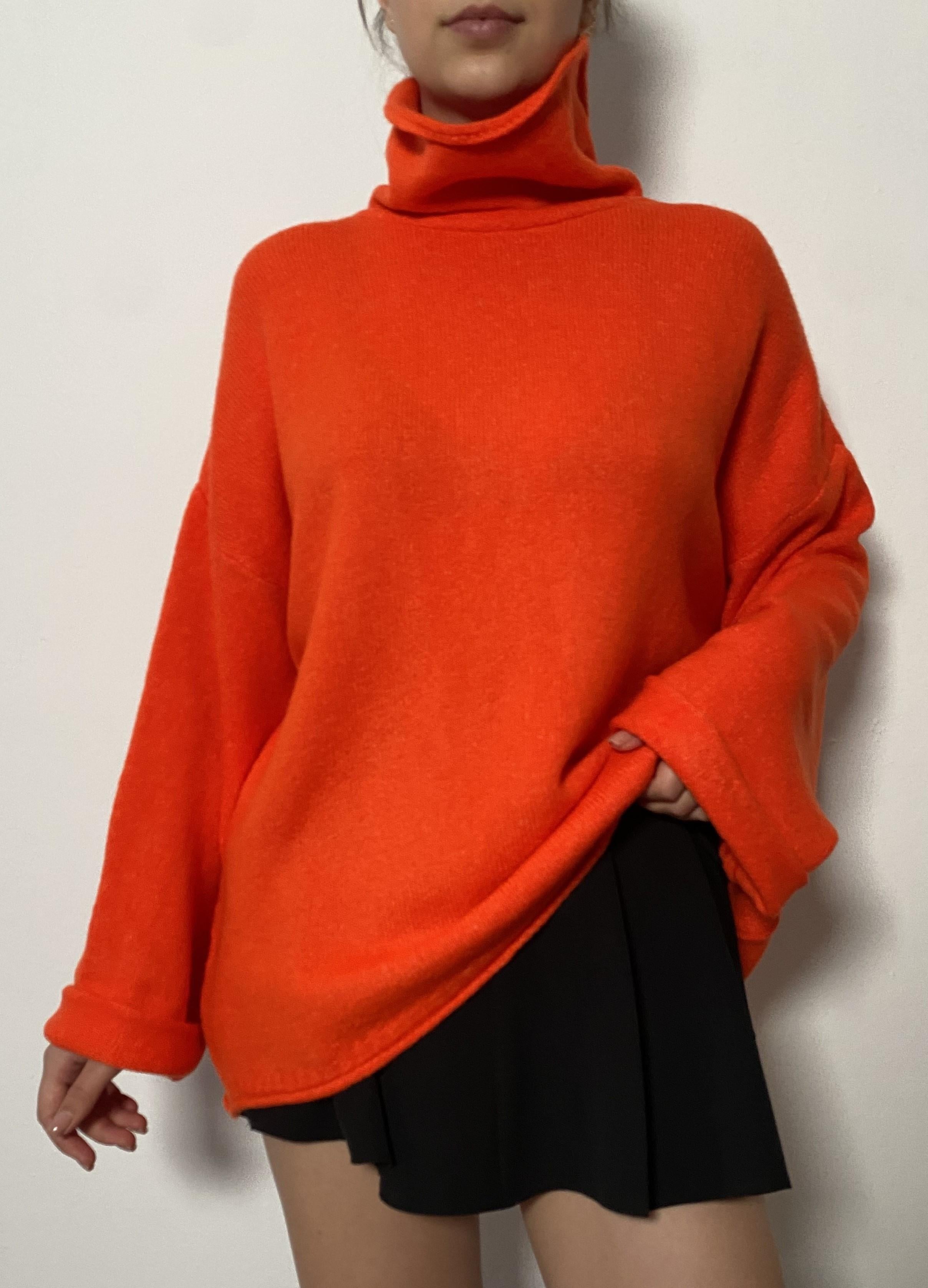 Nar Çiçeği Yumoş Oversize Balıkçı Yaka Triko Kazak 24309