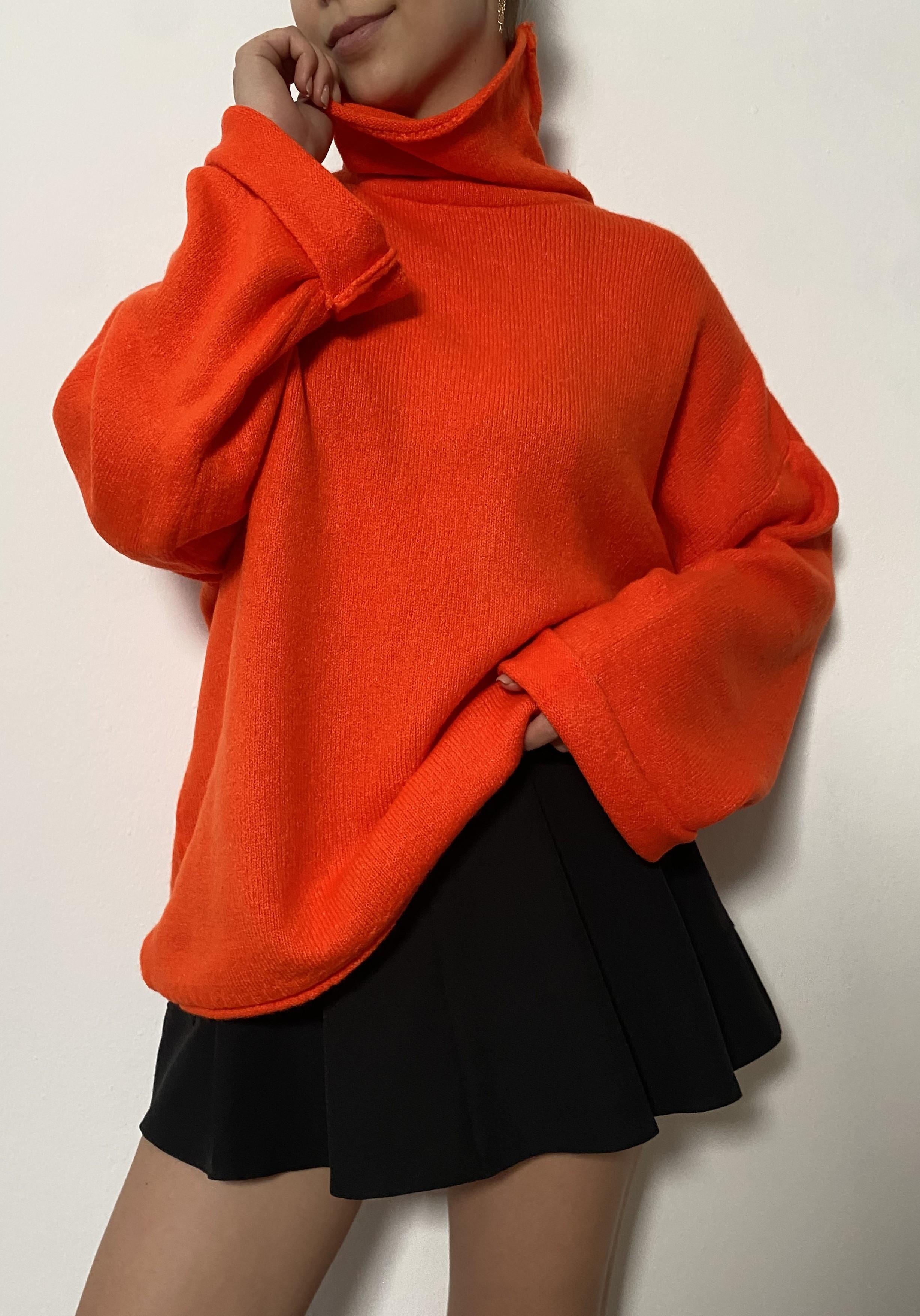 Nar Çiçeği Yumoş Oversize Balıkçı Yaka Triko Kazak 24309