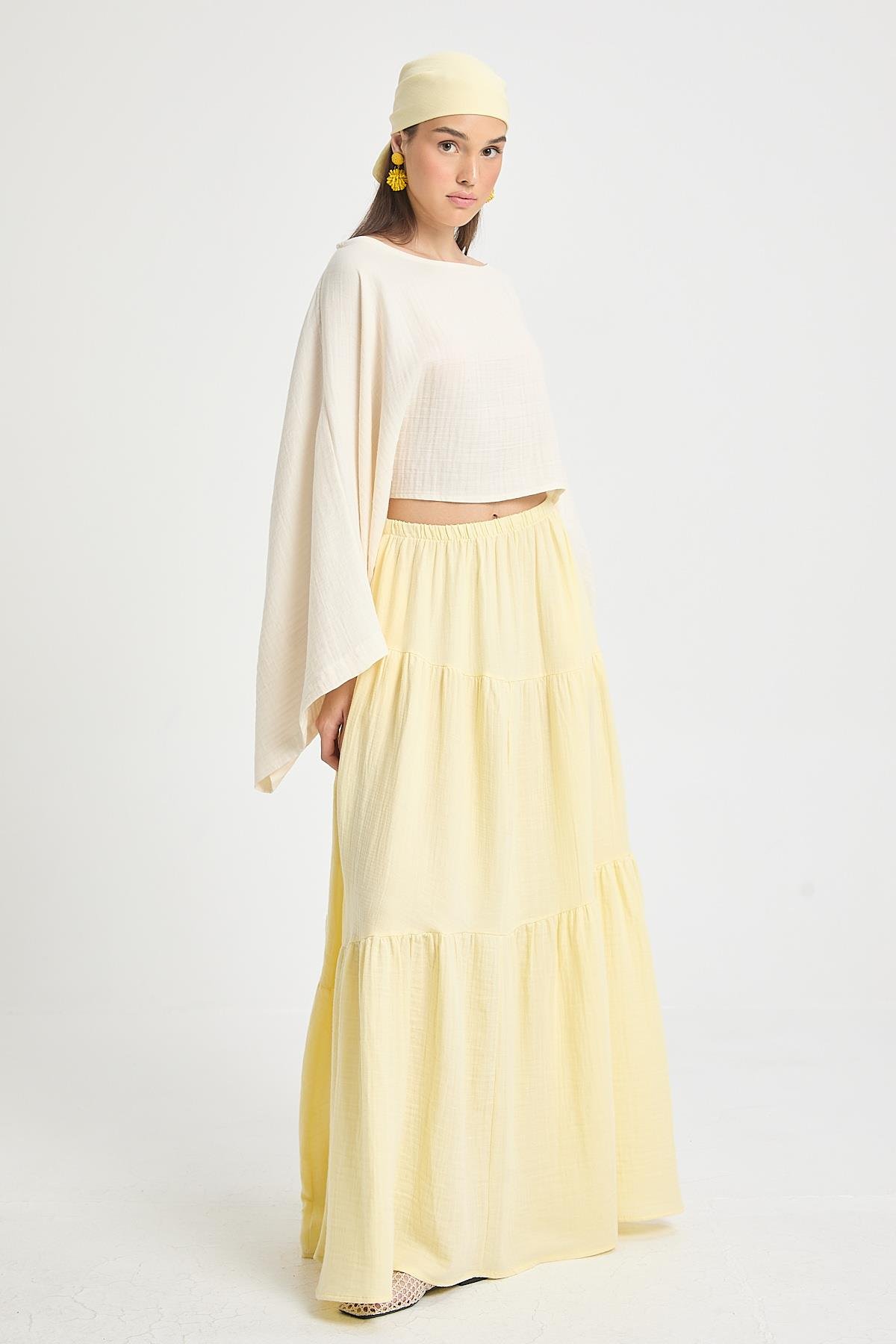 Natur Oversize Kesim Müslin Bluz 29230