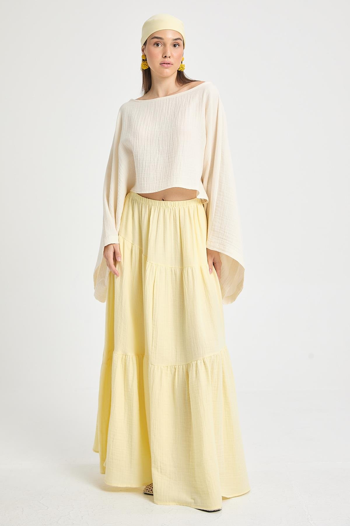 Natur Oversize Kesim Müslin Bluz 29230