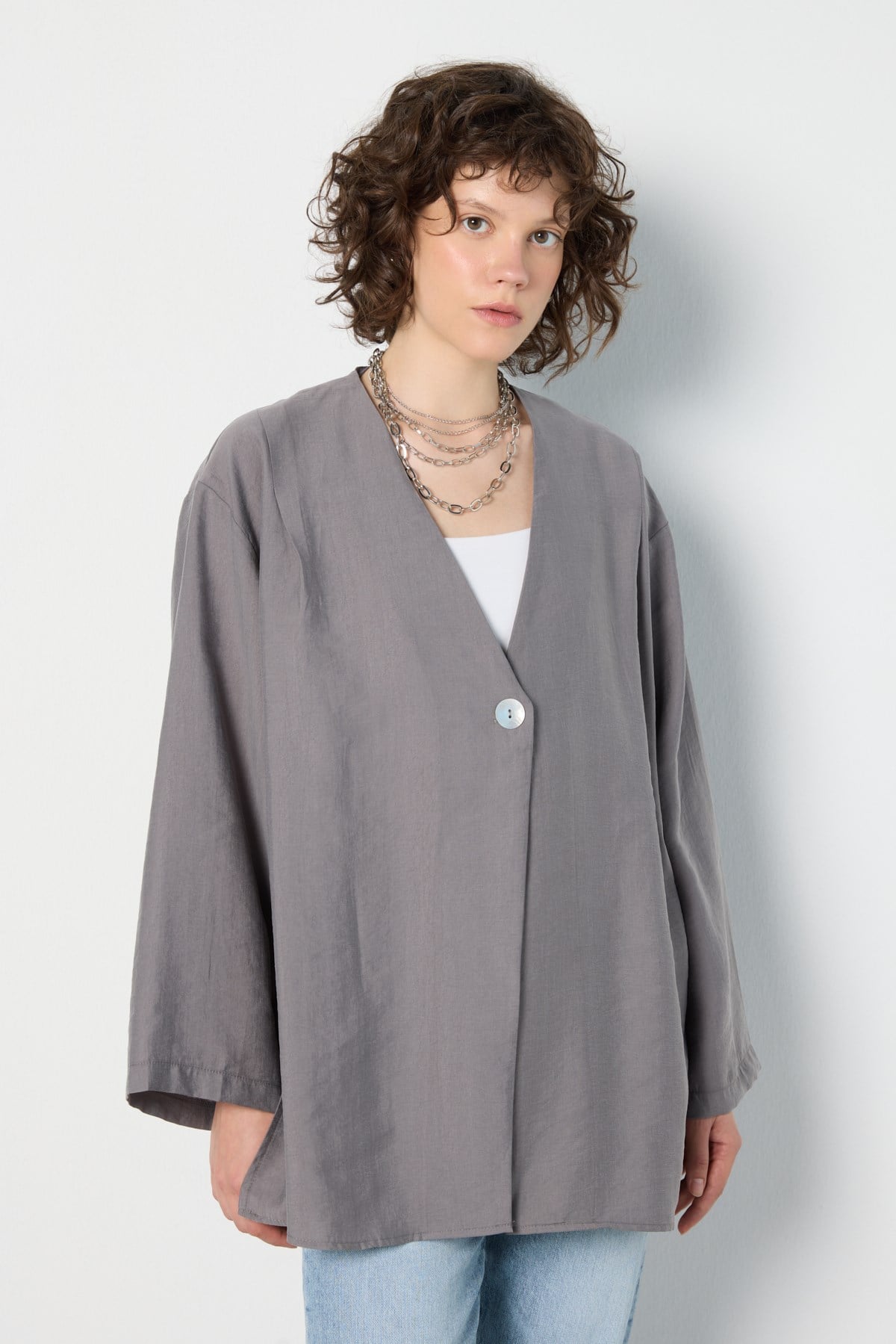 Oversize Tencel Kimono Antrasit