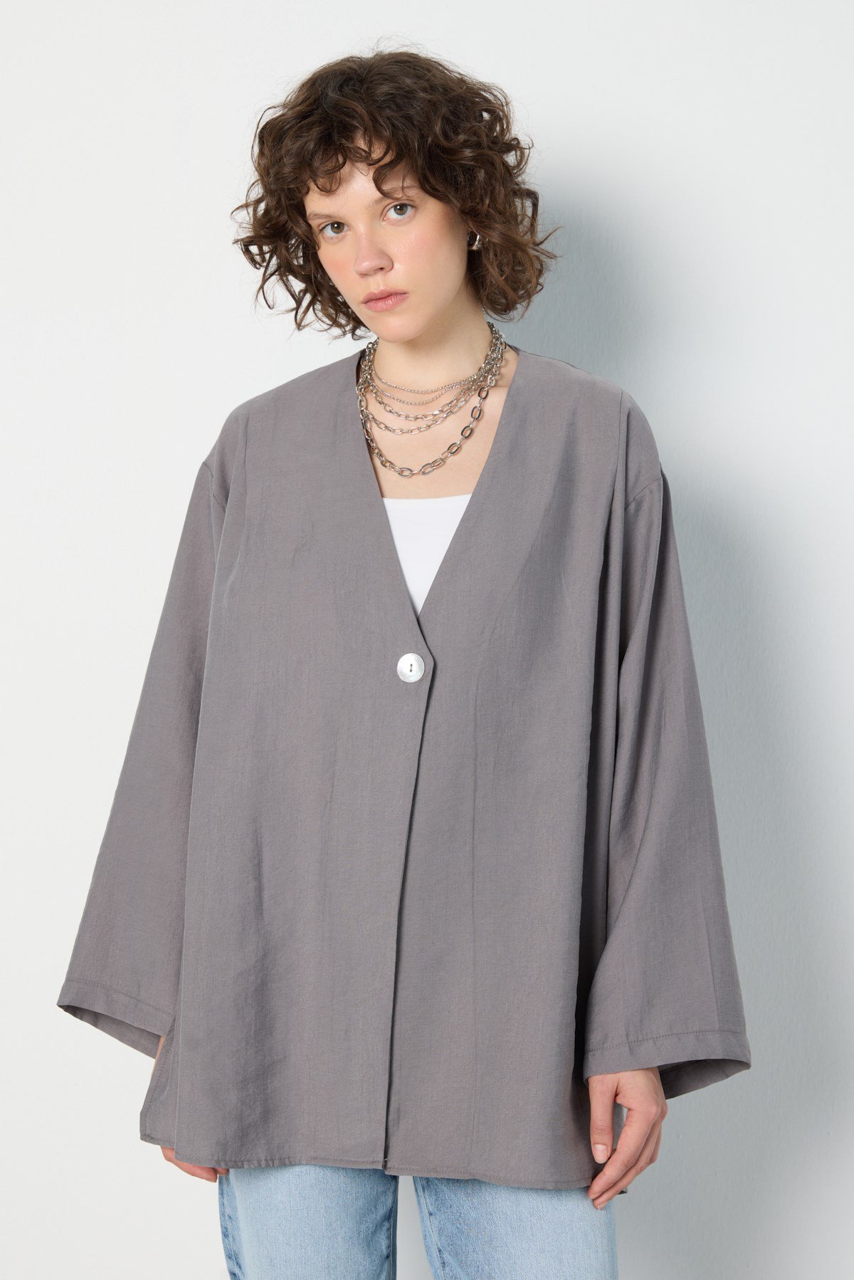 Oversize Tencel Kimono Antrasit