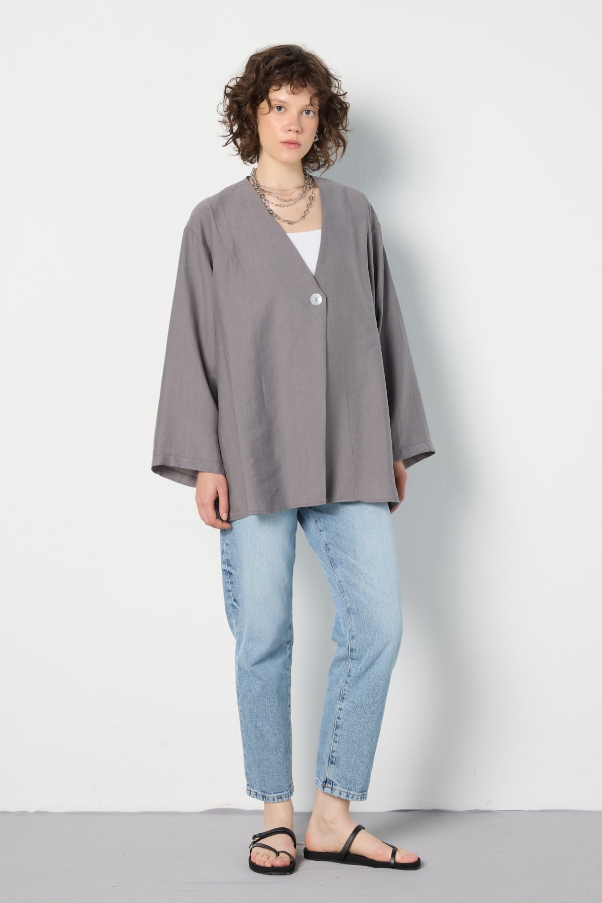 Oversize Tencel Kimono Antrasit