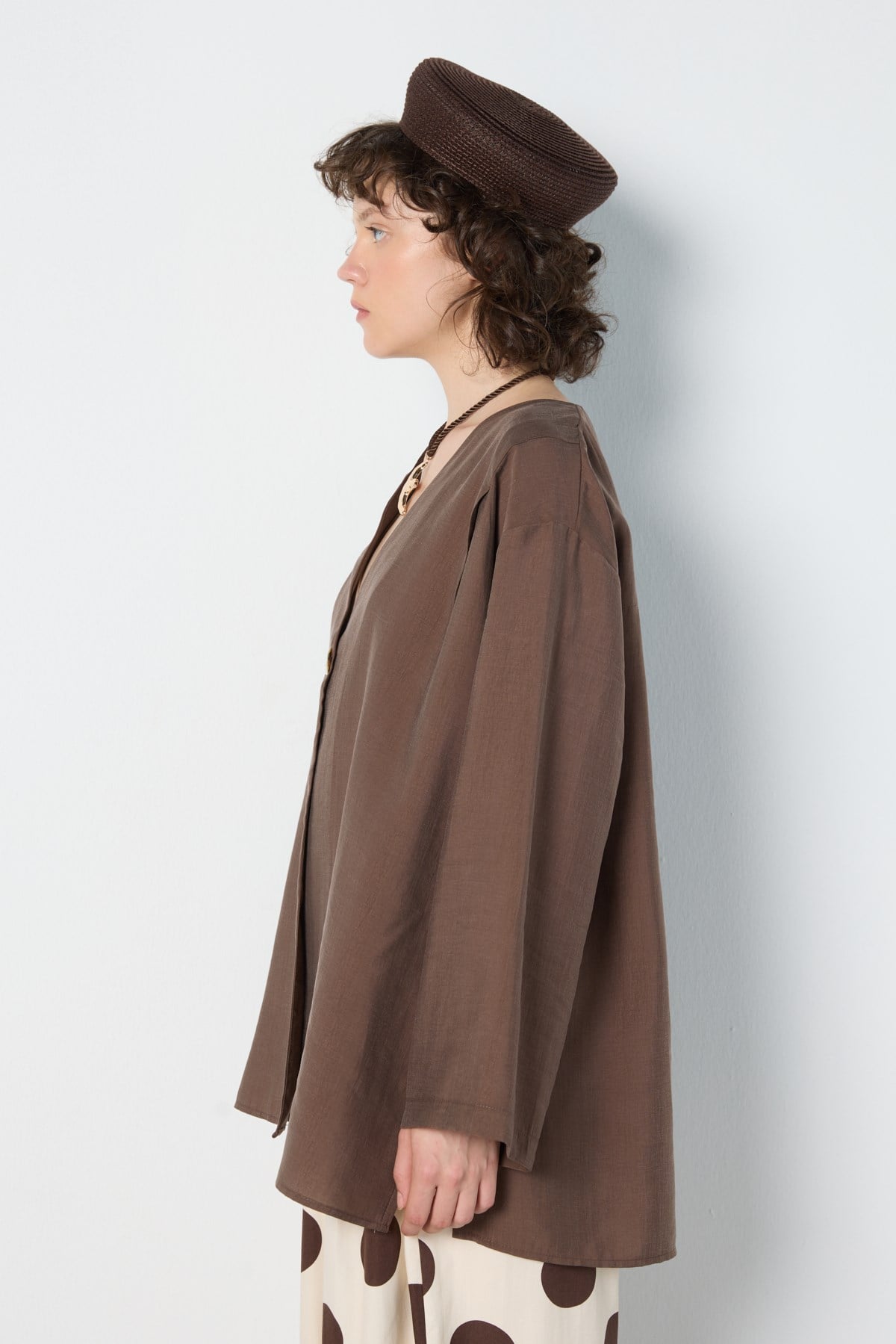 Oversize Tencel Kimono Kahverengi 
